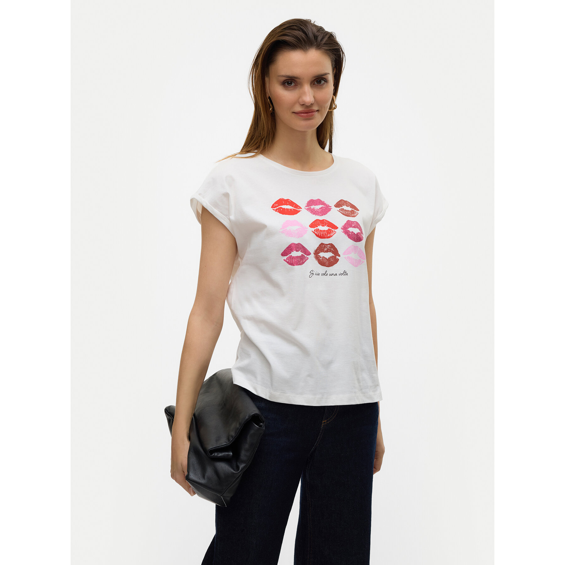 Vero Moda Marškinėliai Cysma 10328272 Balta Regular Fit