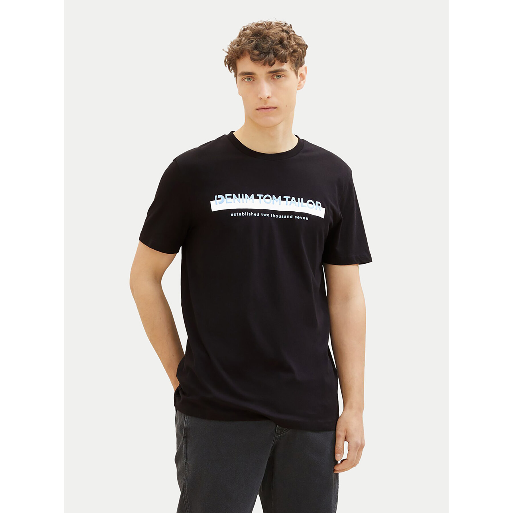 Tom Tailor Denim Tom Tailor Denim T-Shirt 1037653 Μαύρο Basic Fit