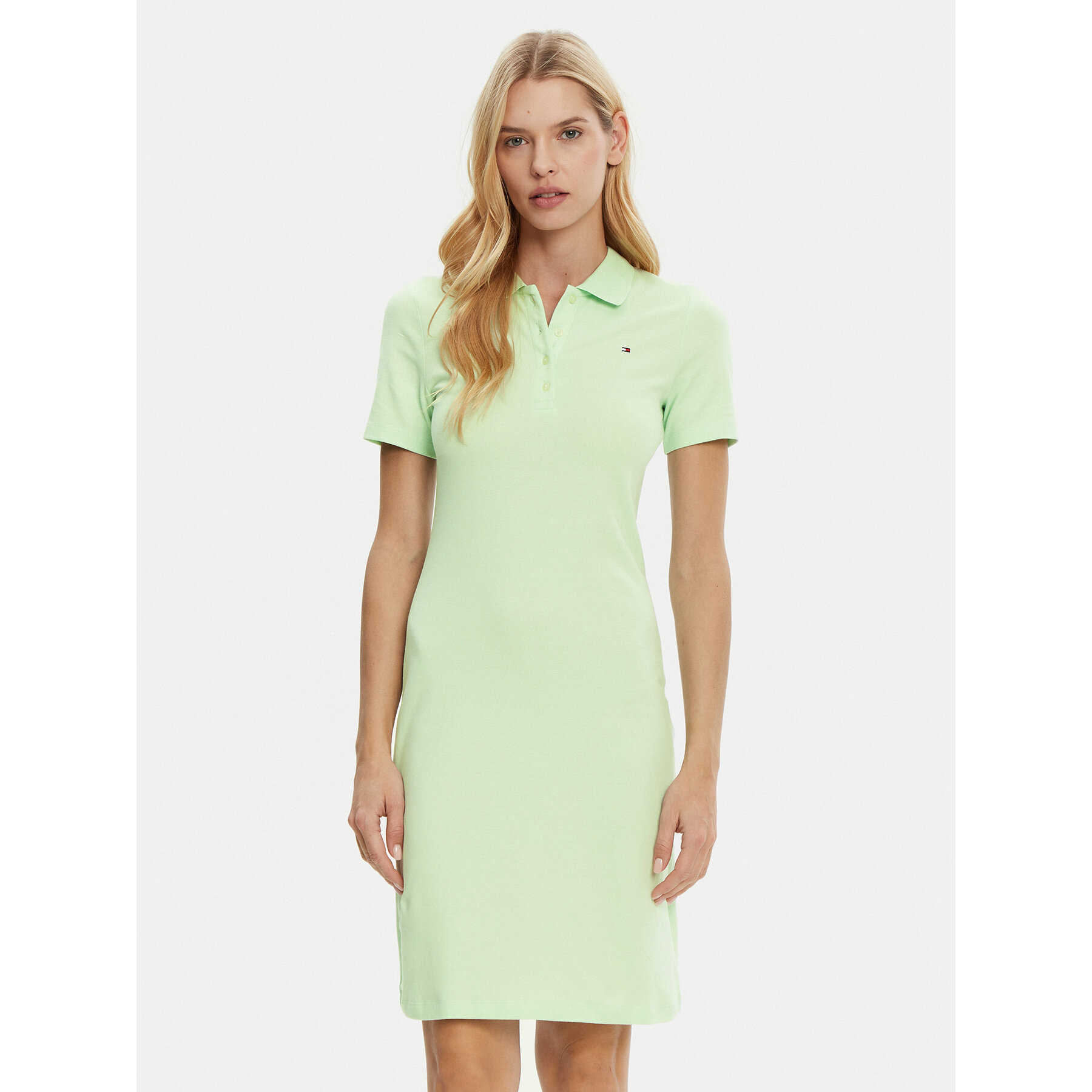Tommy Hilfiger Kleid für den Alltag WW0WW43228 Grün Slim Fit