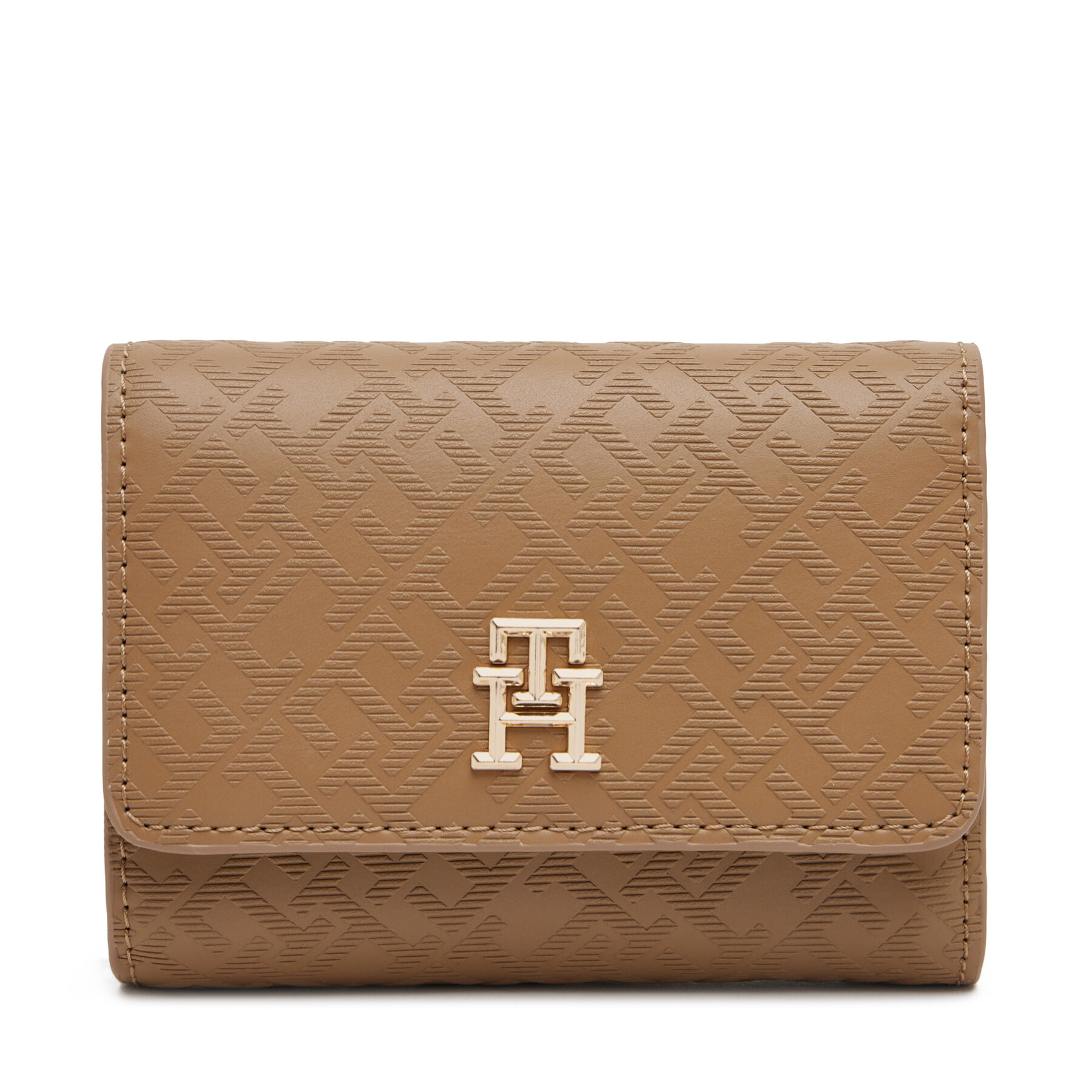 Nagy női pénztárca Tommy Hilfiger Th Distinct Trifold Wallet Mono AW0AW17257 Barna