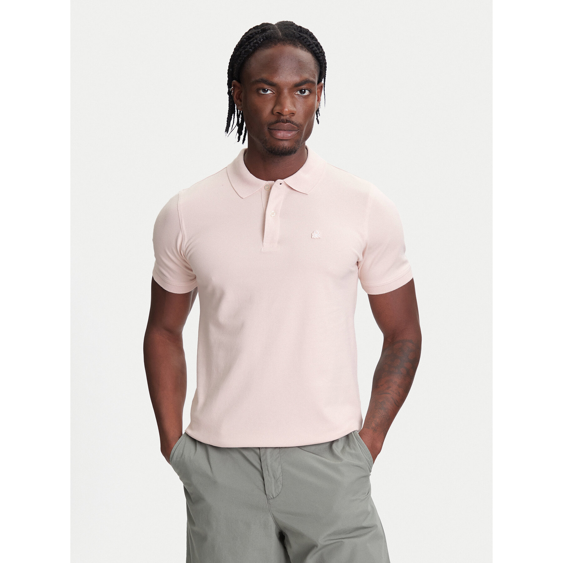 United Colors Of Benetton Pólóing 3WG9U301Z Rózsaszín Slim Fit