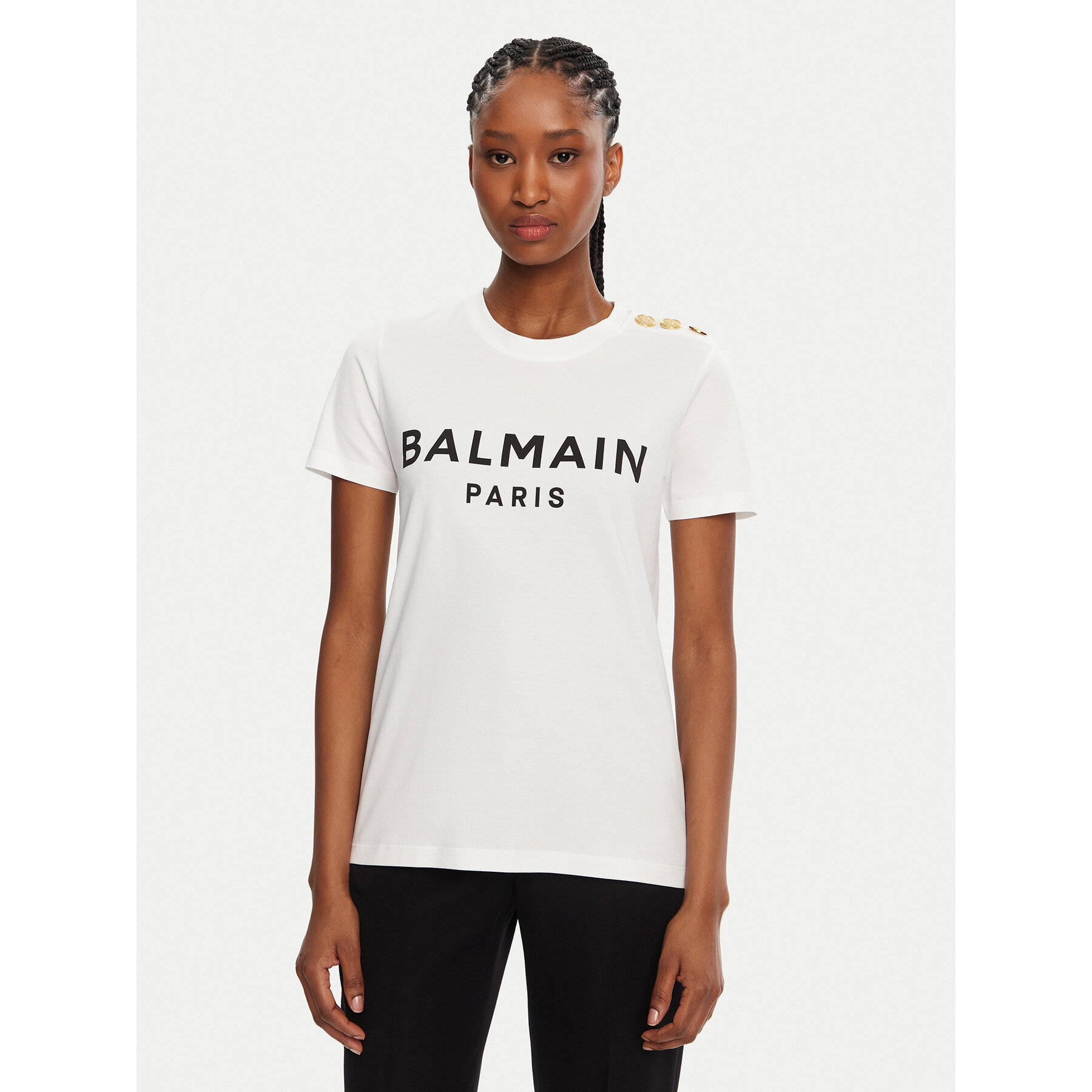 Balmain T-shirt BF1EF005BB02 Bianco Regular Fit