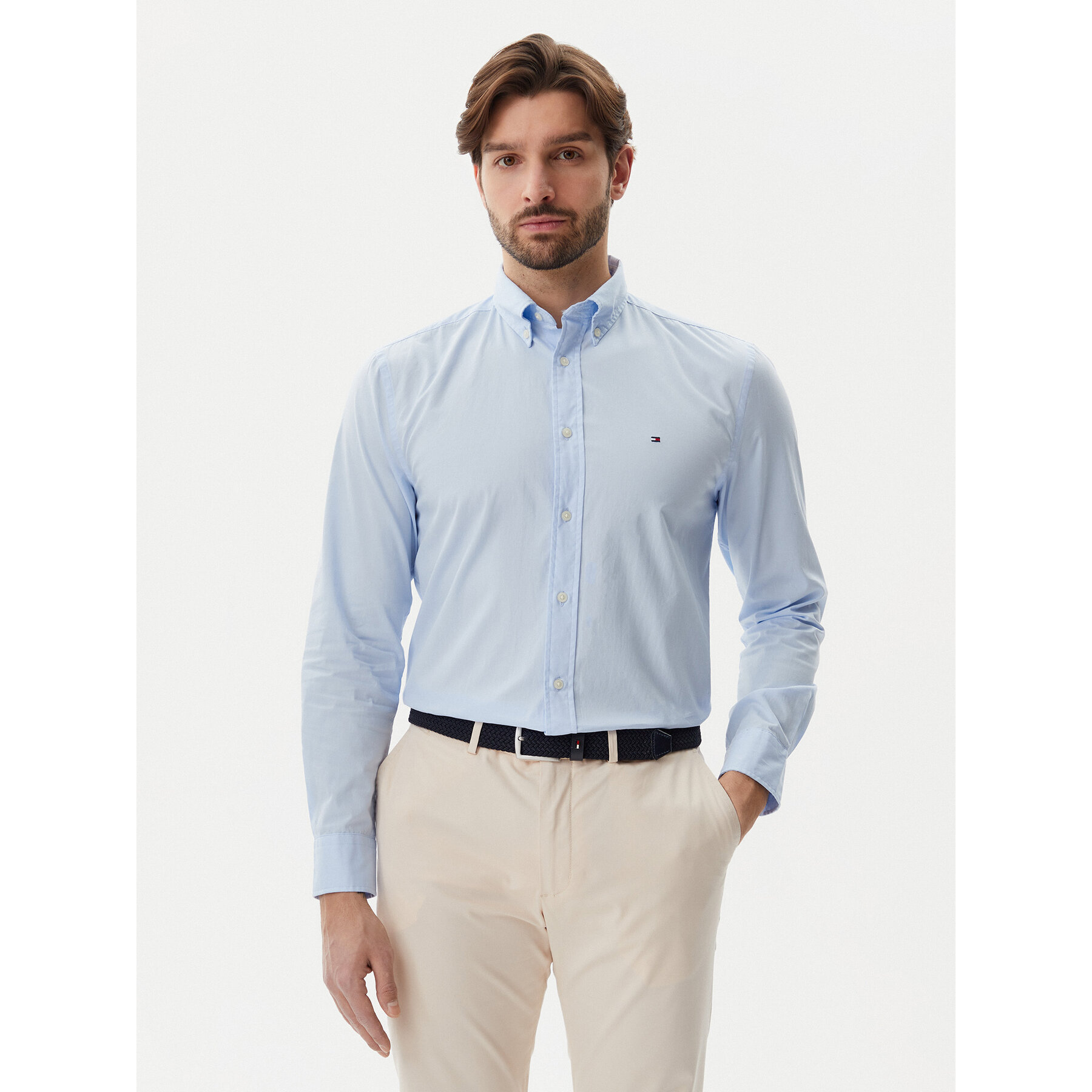 Tommy Hilfiger Hemd Core Flex MW0MW39988 Himmelblau Regular Fit