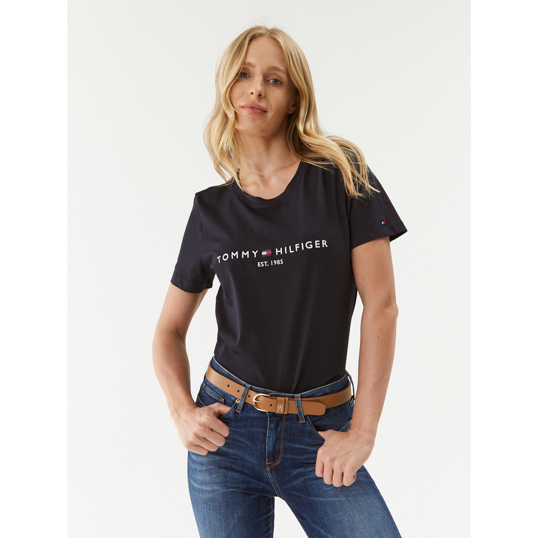 Tommy Hilfiger Marškinėliai Heritage C-Nk WW0WW31999 Tamsiai mėlyna Regular Fit