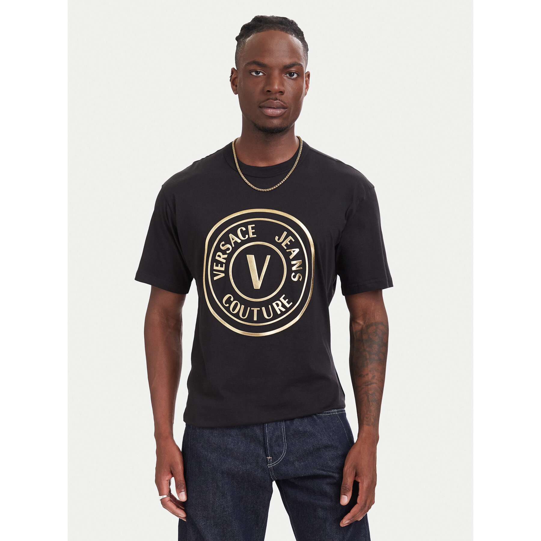 Versace Jeans Couture T-Shirt 80GAHT02 CJ00T Schwarz Regular Fit