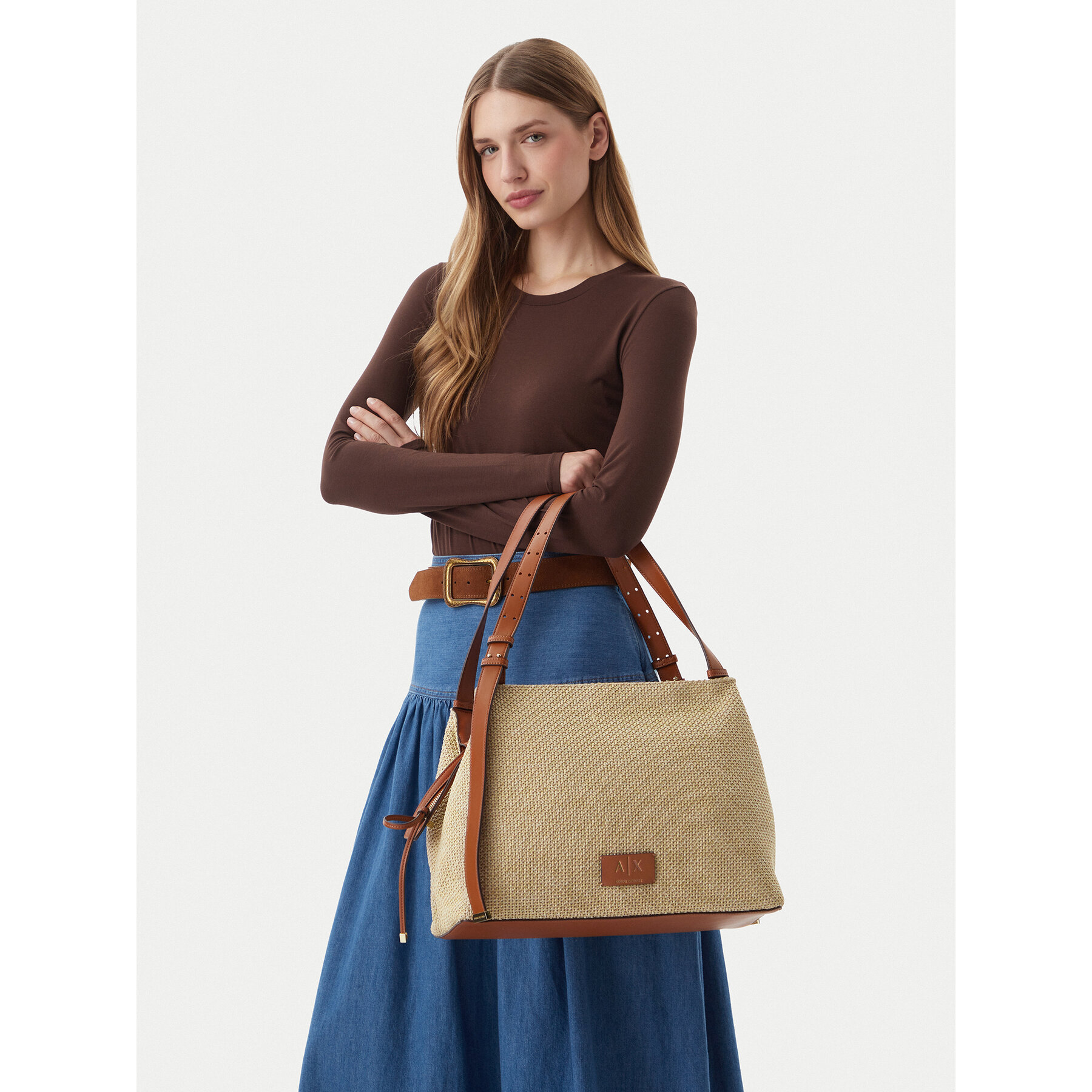Geantă Armani Exchange XW002603 AF22683 M6261 Bej