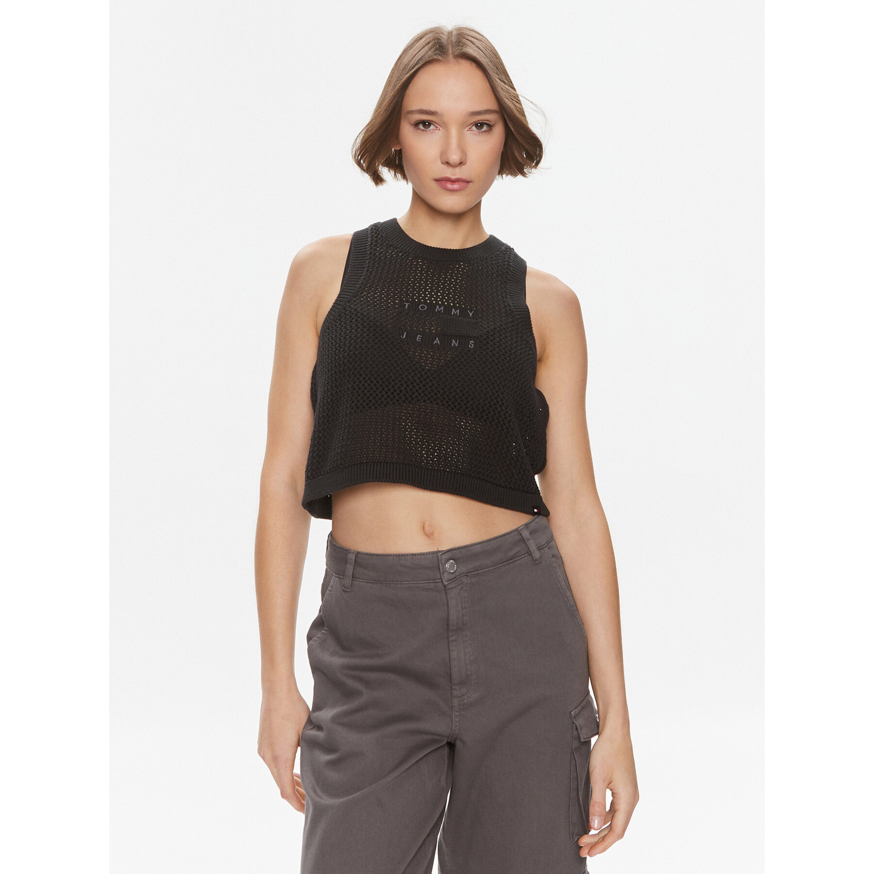 Tommy Jeans Τοπ DW0DW18336 Μαύρο Regular Fit
