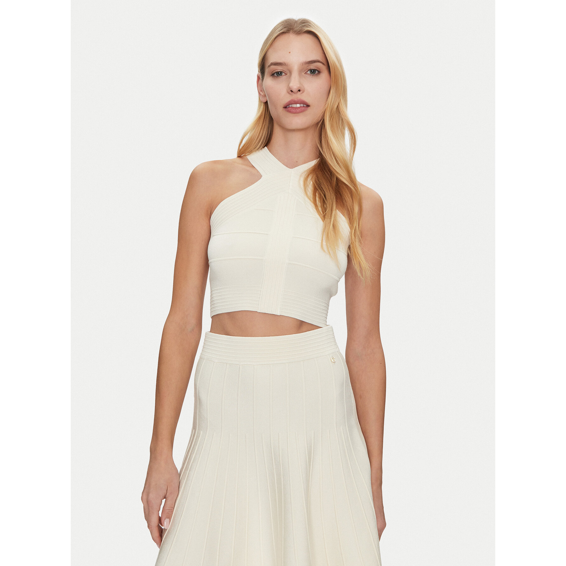 Guess Τοπ W5GR32 Z2XY0 Λευκό Regular Fit