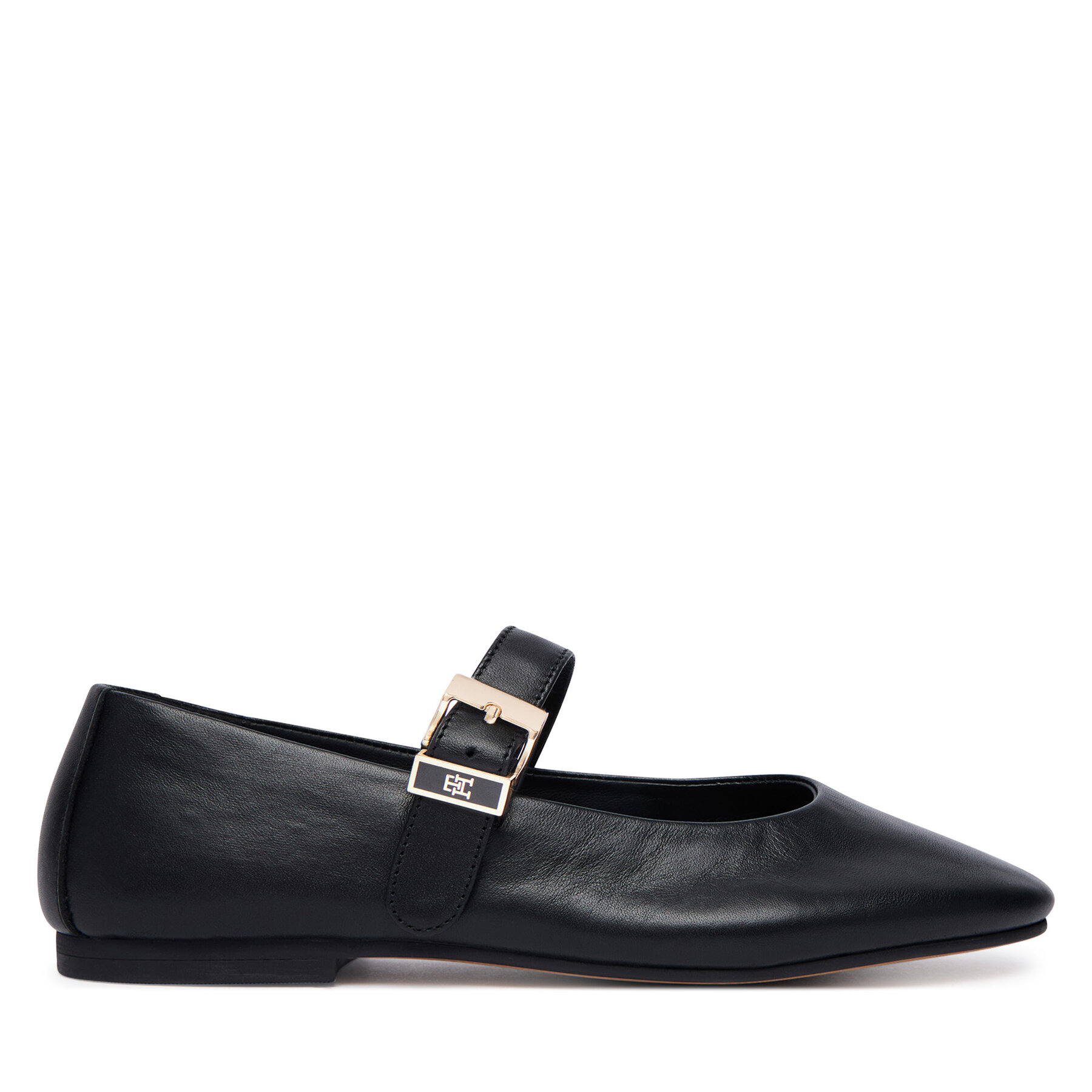 Baleríny Tommy Hilfiger Buckle Leather Ballerina FW0FW09684 Čierna