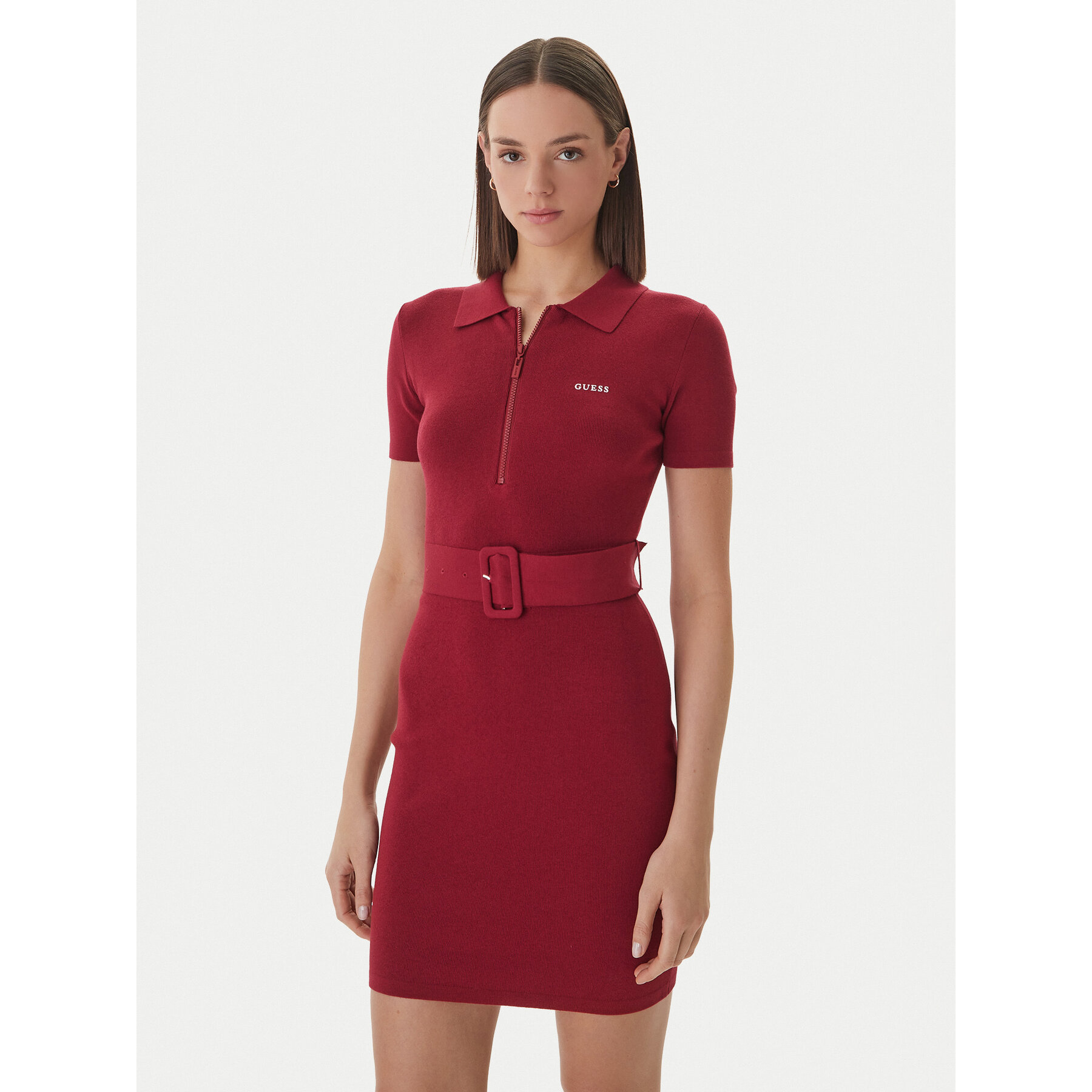 Guess Strickkleid V6RK08 Z4642 Dunkelrot Slim Fit