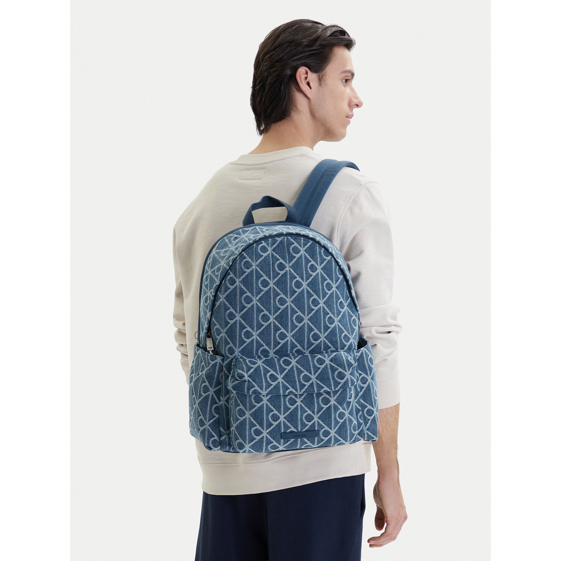 Σακίδιο Calvin Klein Emblem Aop Denim Round Backpack LV04D3429G Μπλε