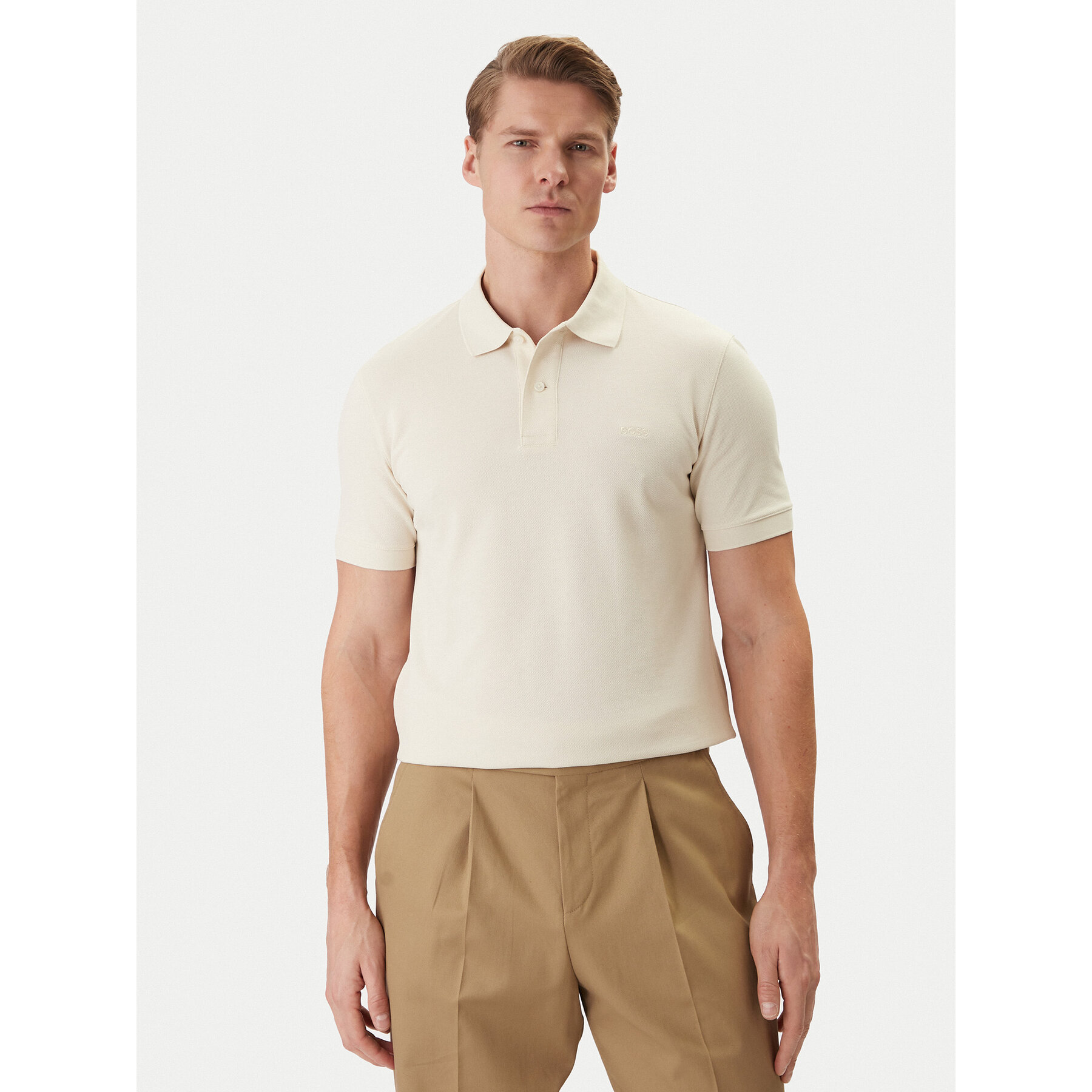 BOSS Polo Pallas 50553564 Krem Regular Fit