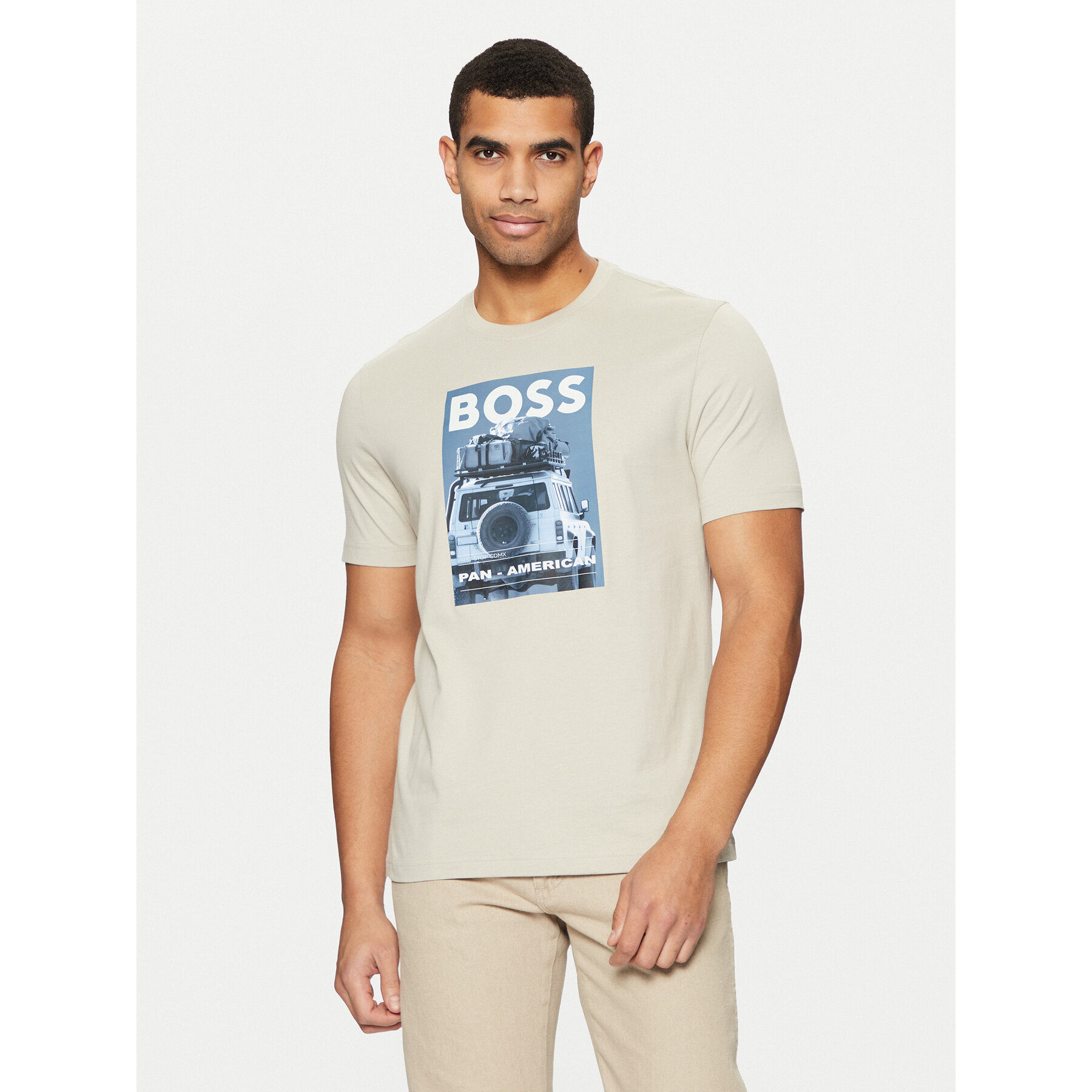BOSS Póló Te_Mextour 50535079 Bézs Regular Fit
