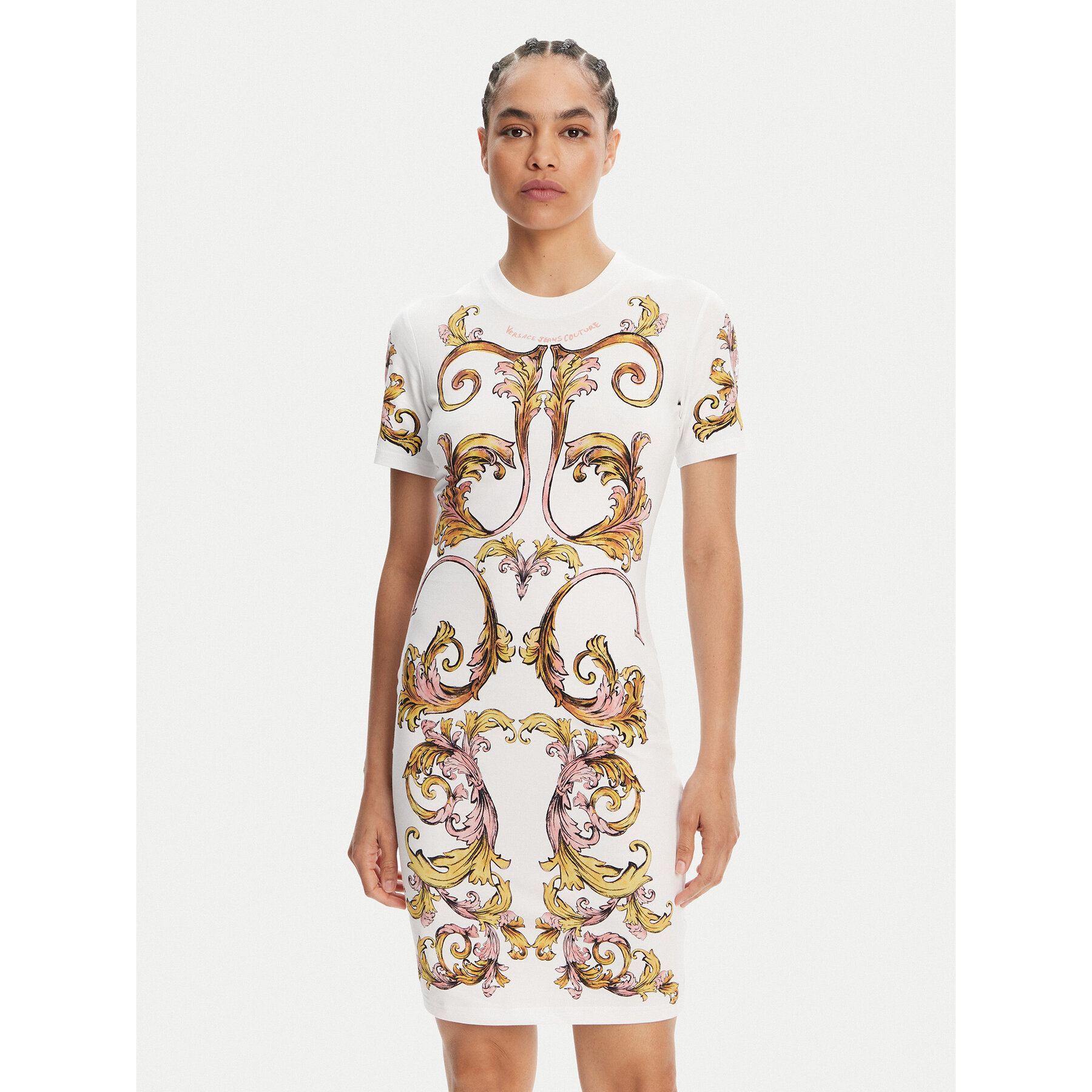 Versace Jeans Couture Kleid für den Alltag 78HAO9P9 Weiß Slim Fit