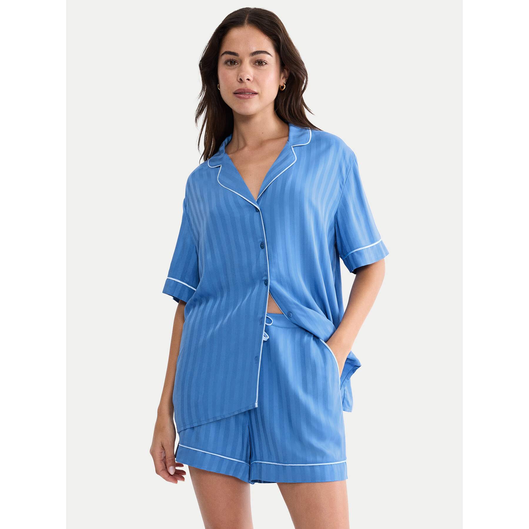 Triumph Pyjama-T-Shirt Boyfriend 10227193 Blau Regular Fit