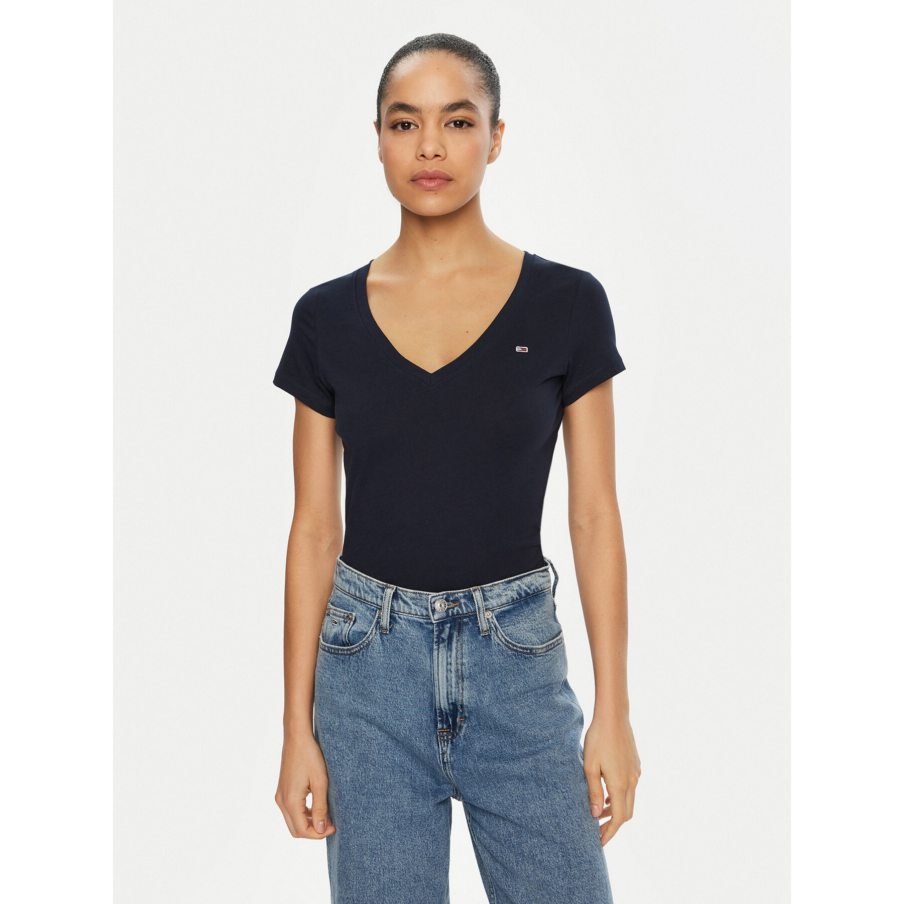 Tommy Jeans T-shirt DW0DW20458 Tamnoplava Slim Fit