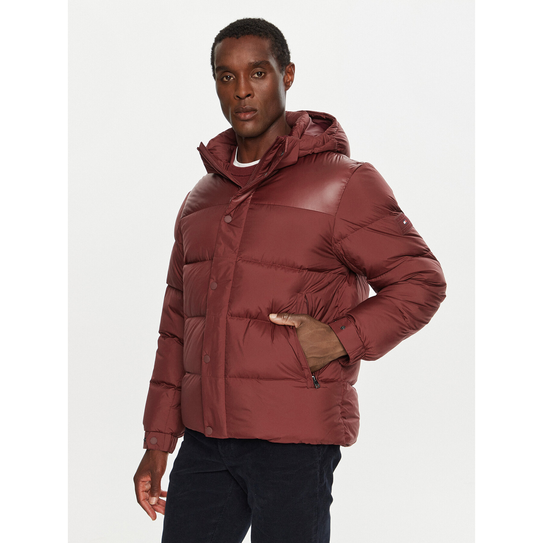 Tommy Hilfiger Daunenjacke MW0MW36569 Dunkelrot Regular Fit