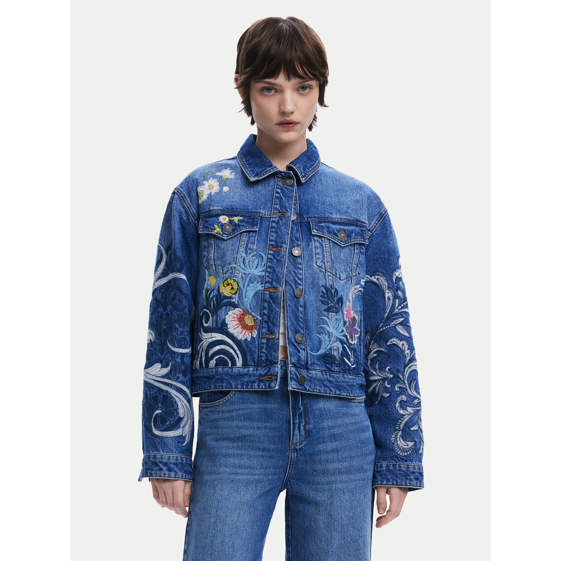 Desigual Jeansjacke Misouri 25SWED55 Blau Regular Fit