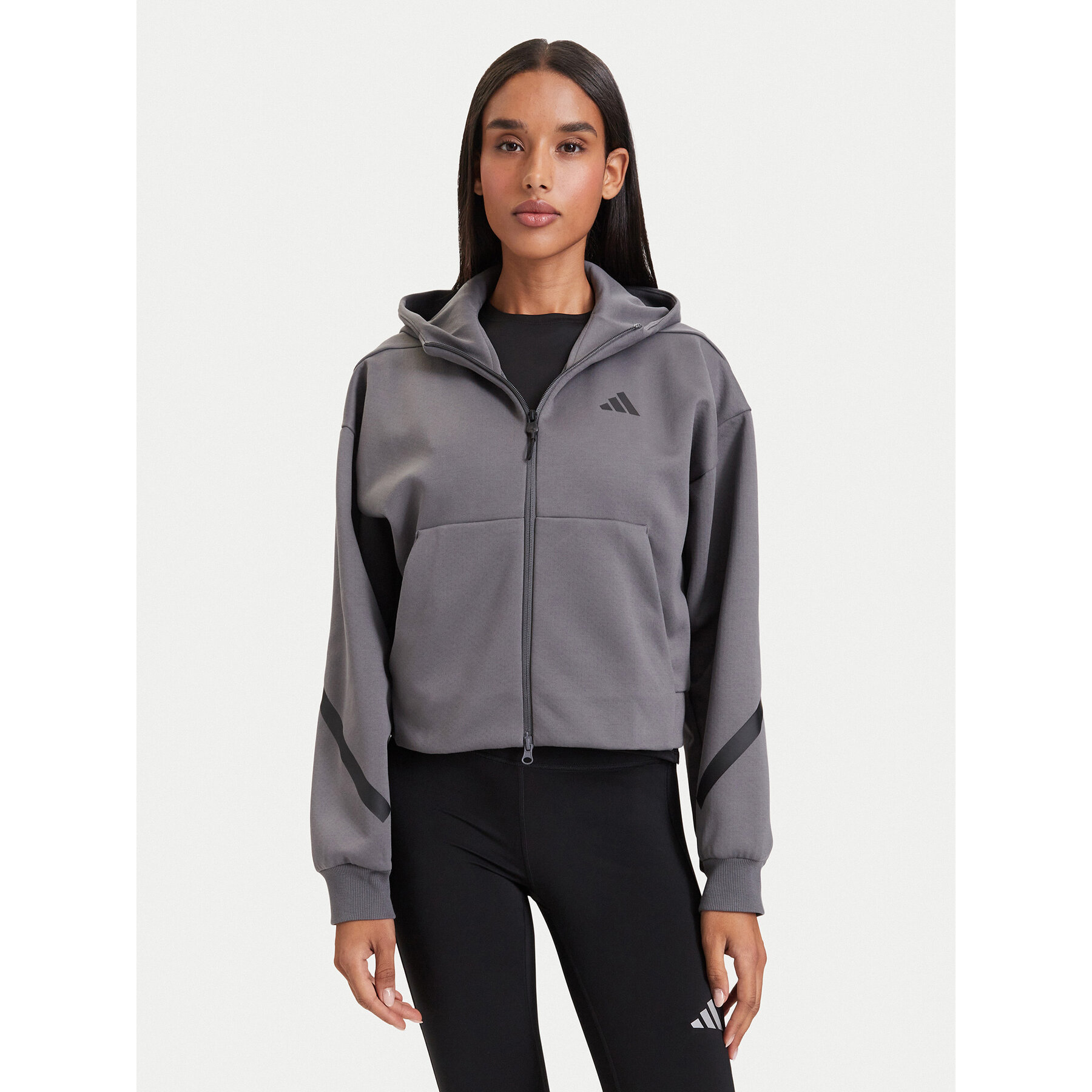 adidas Sweatshirt Adidas Z.N.E. Cropped KF6394 Dunkelgrau Loose Fit