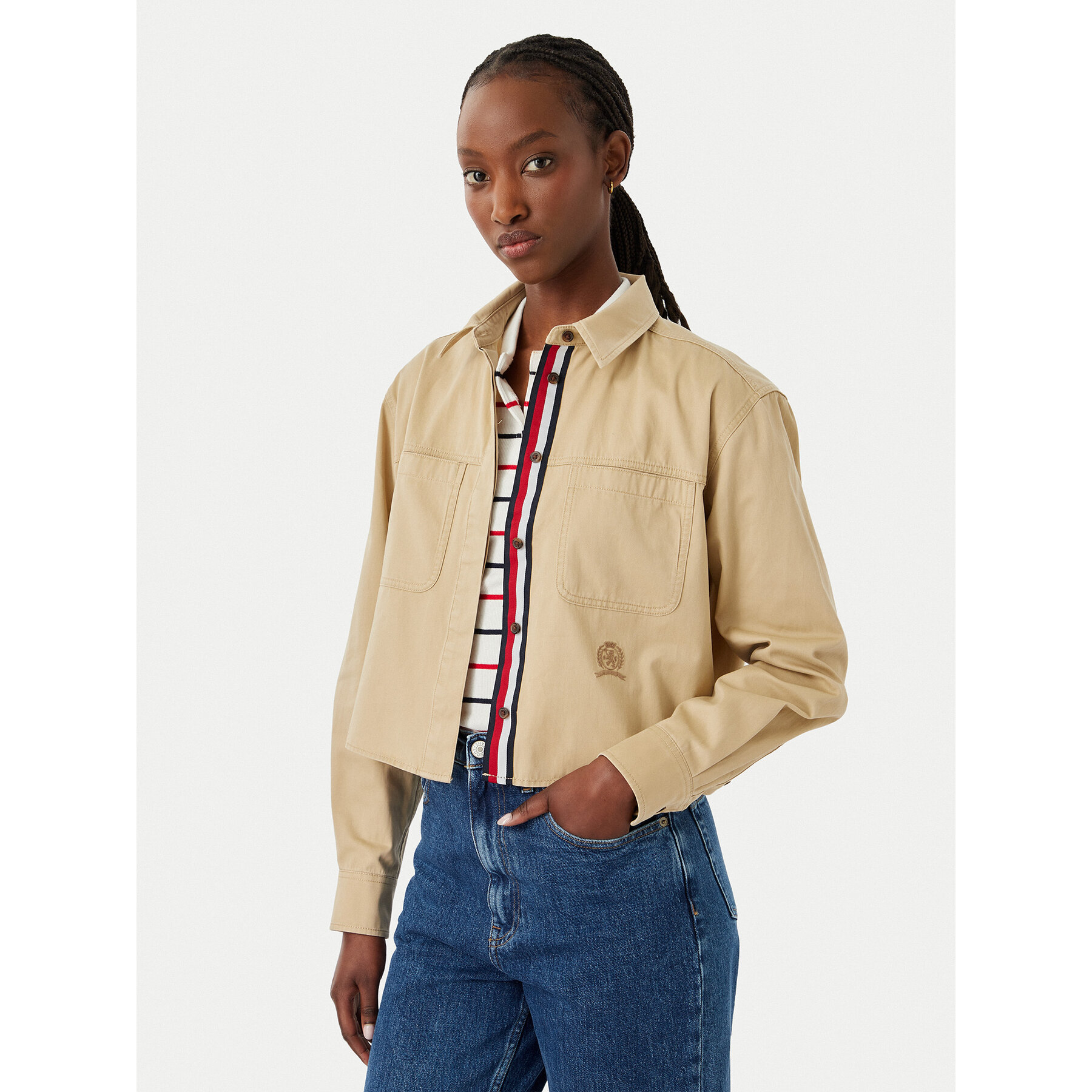 Tommy Jeans Hemd DW0DW22942 Beige Cropped Fit