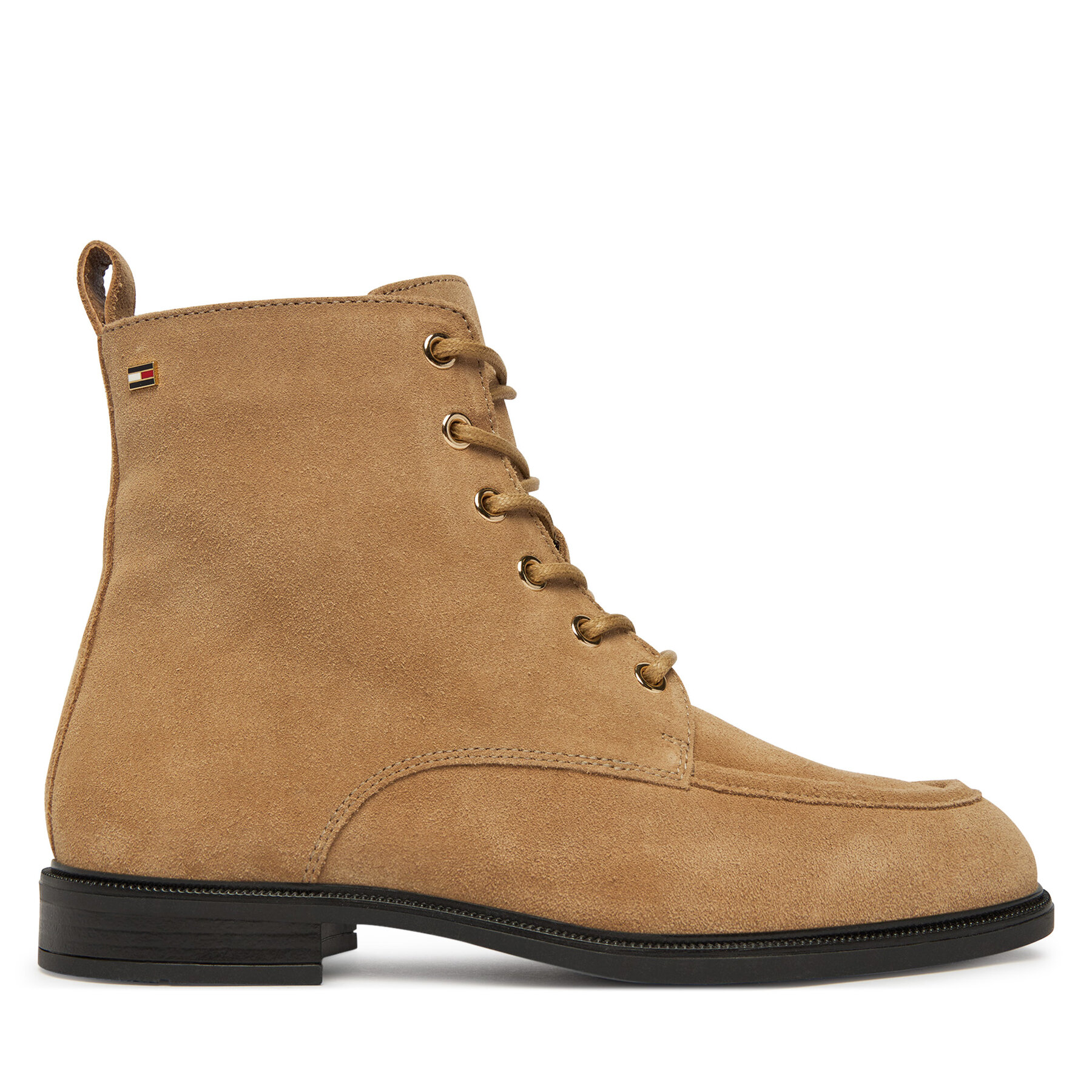 Gležnjarji Tommy Hilfiger Enamel Flag Suede Lace-Up Boot FW0FW09681 Svetlo rjava