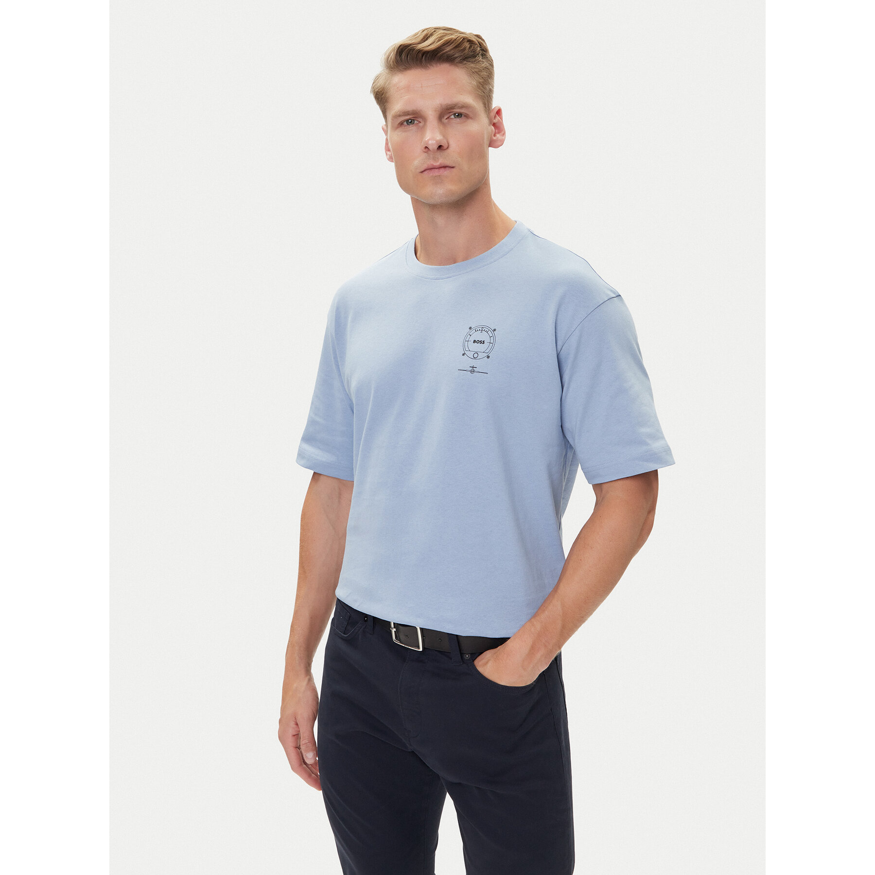 BOSS T-Shirt Te_Voyage 50546370 Blau Relaxed Fit