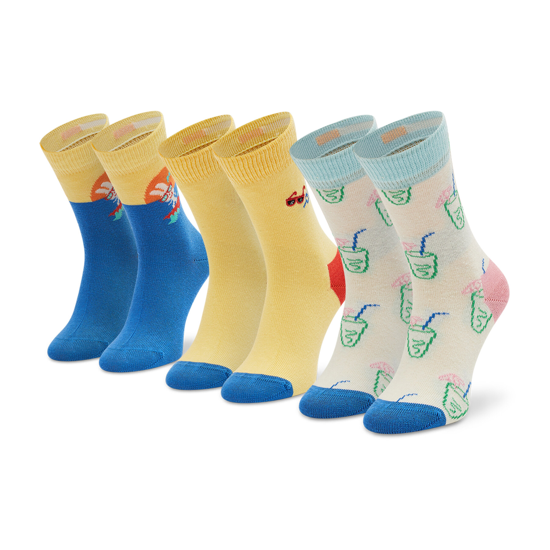Комплект 3 чифта дълги чорапи детски Happy Socks