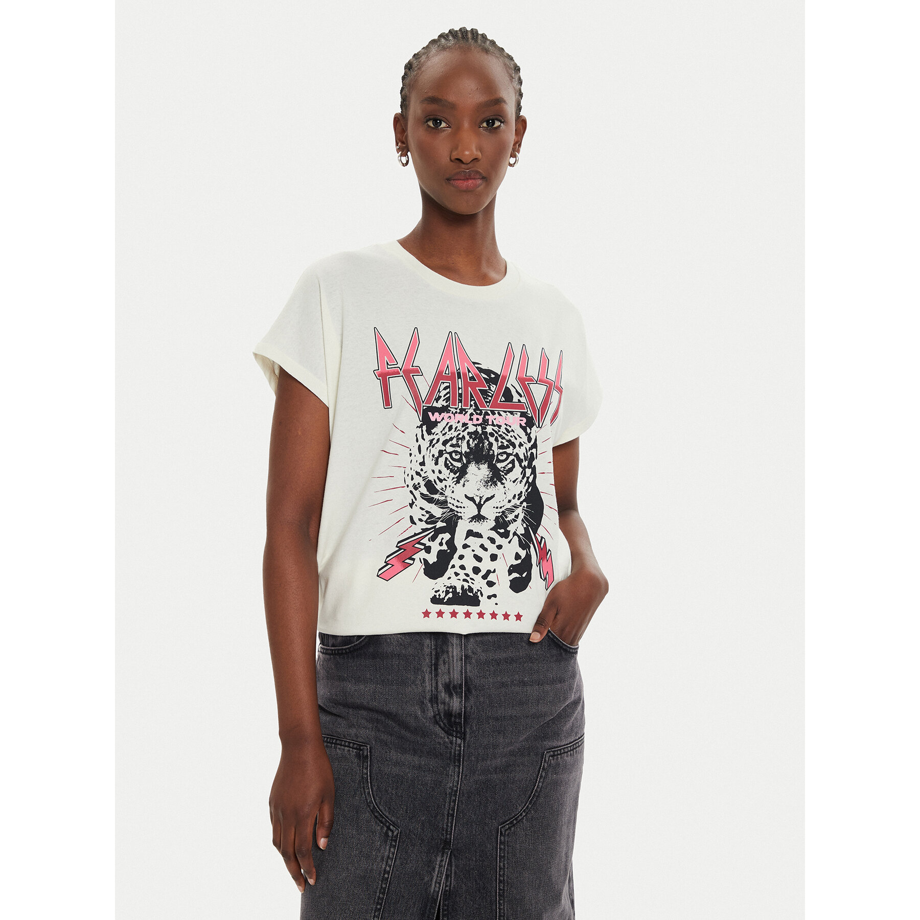 JJXX JJXX T-Shirt Wilma 12274694 Εκρού Boxy Fit