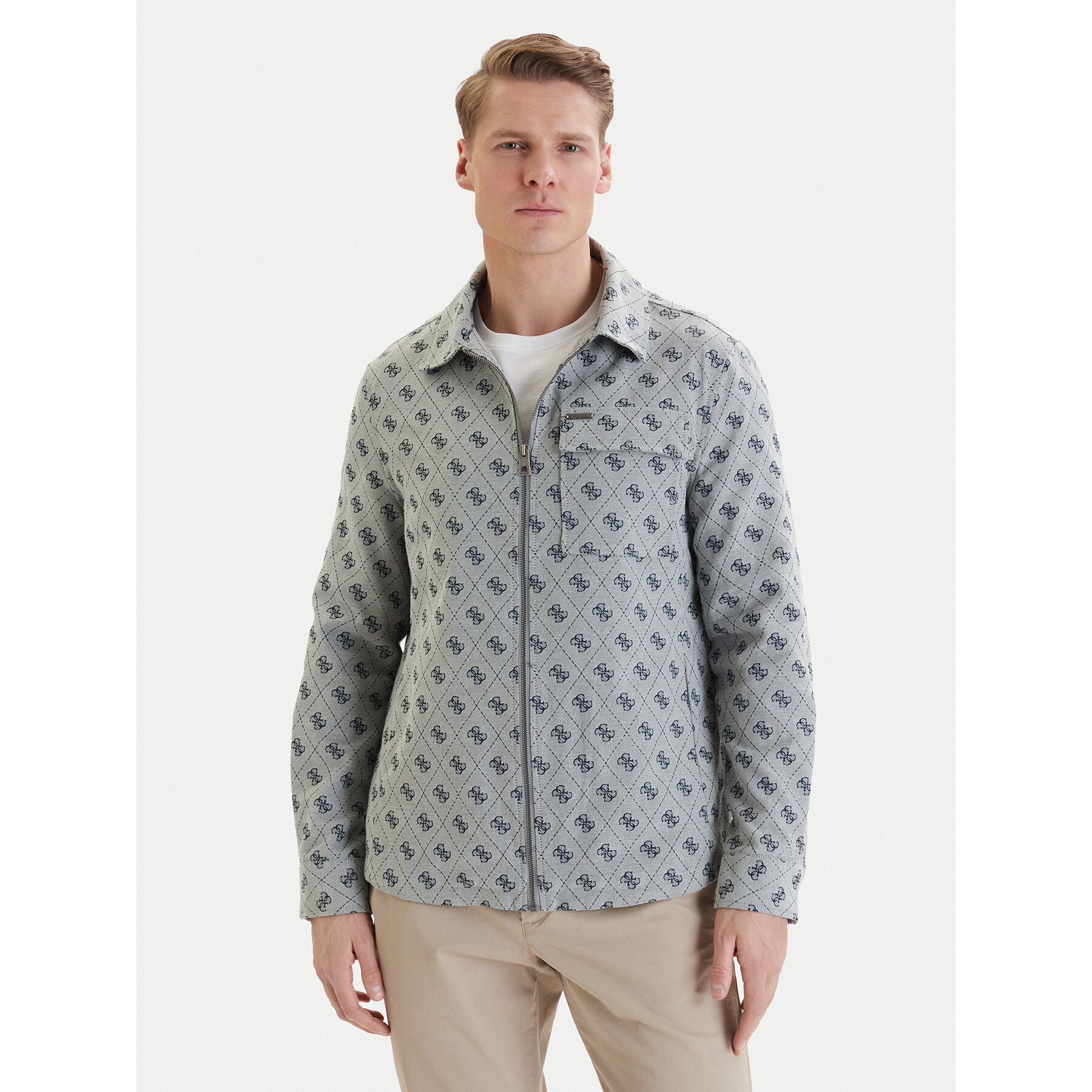 Guess Hemdjacke M6GL05 W1661 Grau Classic Fit