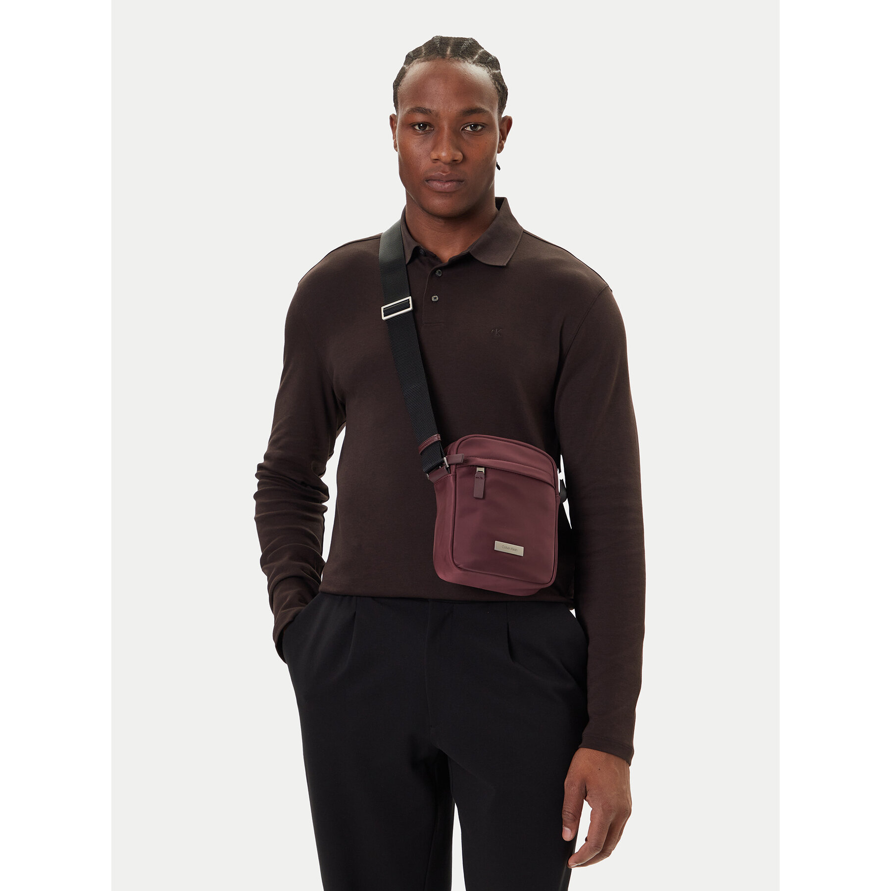 Torbica za okrog pasu Calvin Klein Sleek Reporter LV04D3180G Bordo rdeča