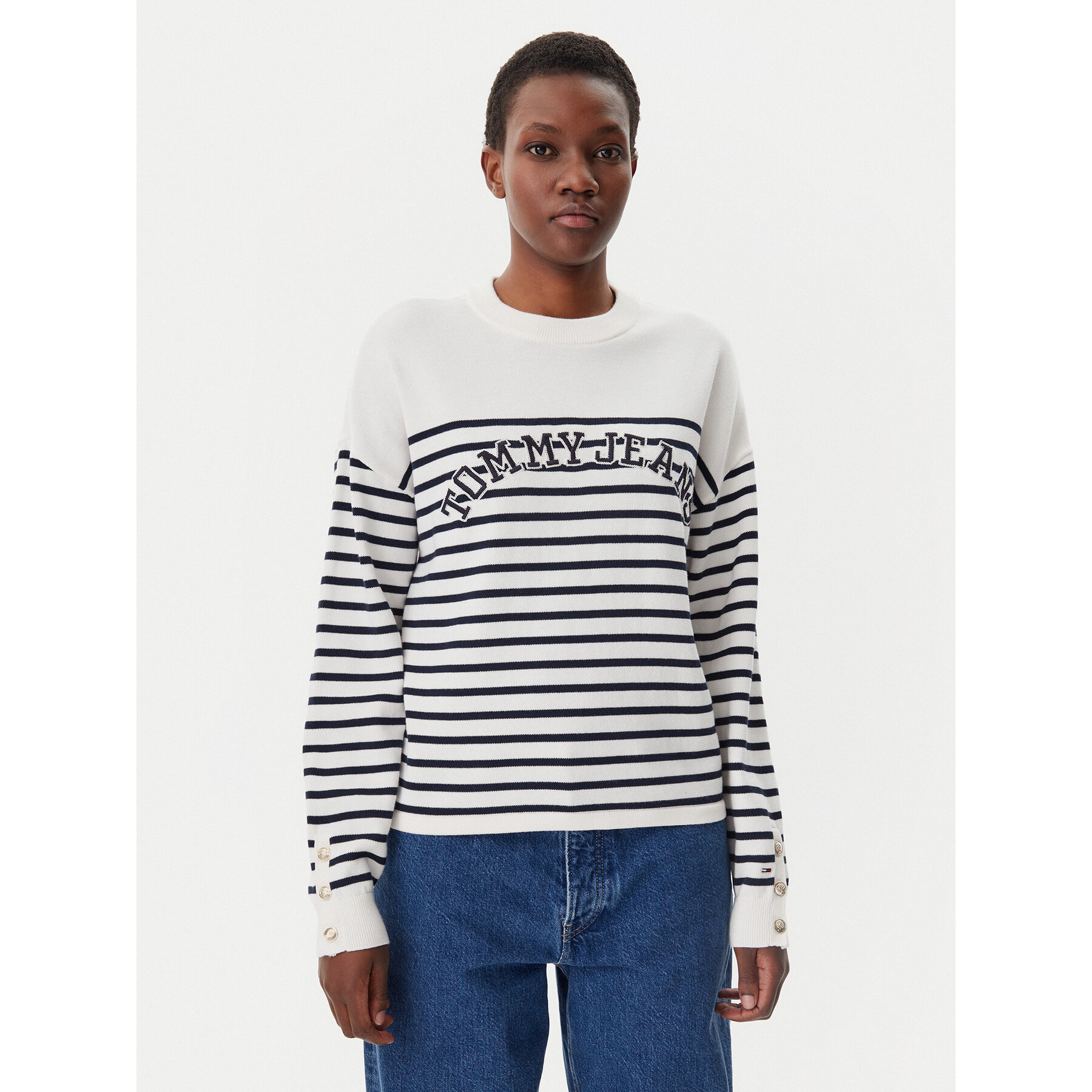 Tommy Jeans Pullover Varsity DW0DW20251 Écru Regular Fit