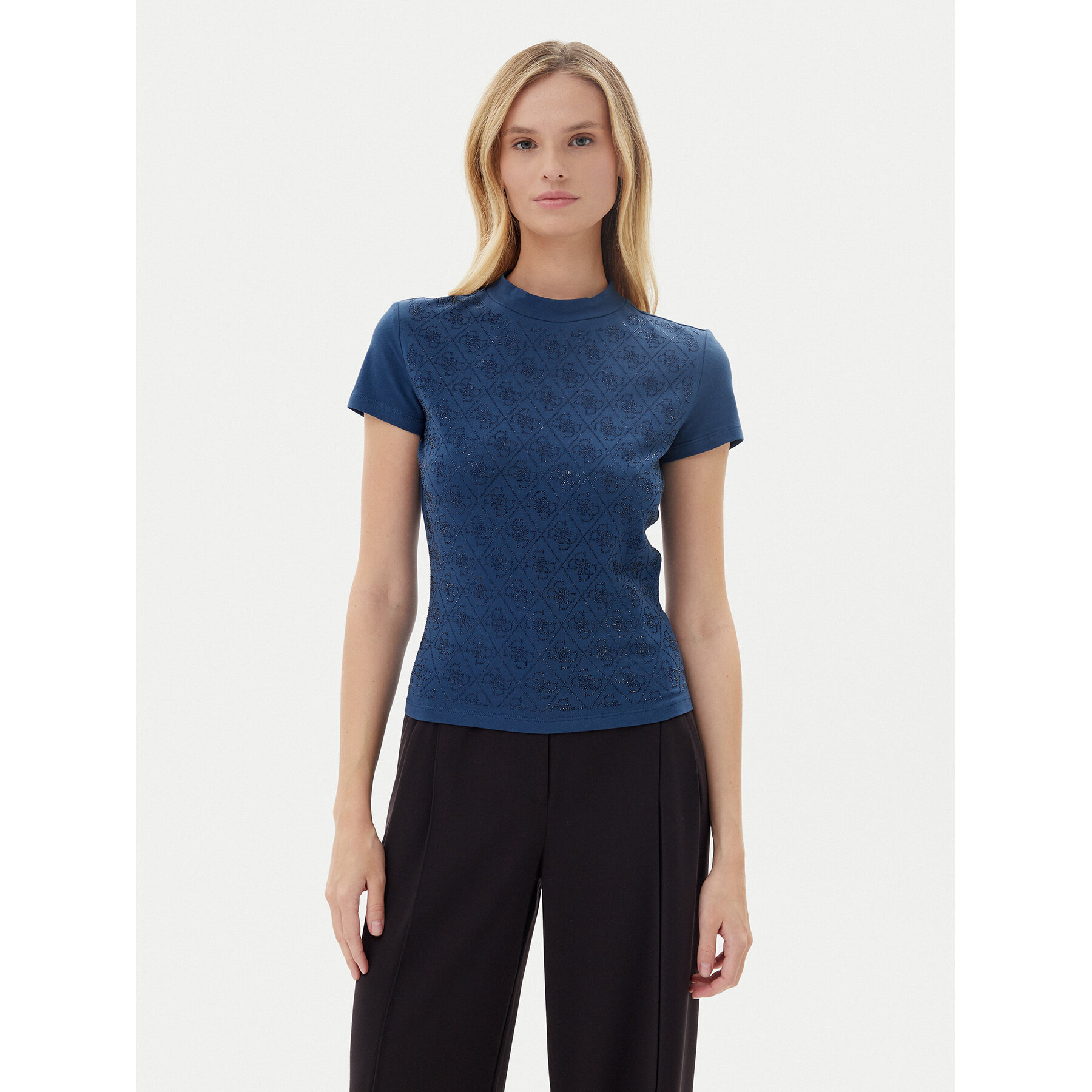 Guess Póló W4BI26 J1314 Sötétkék Slim Fit