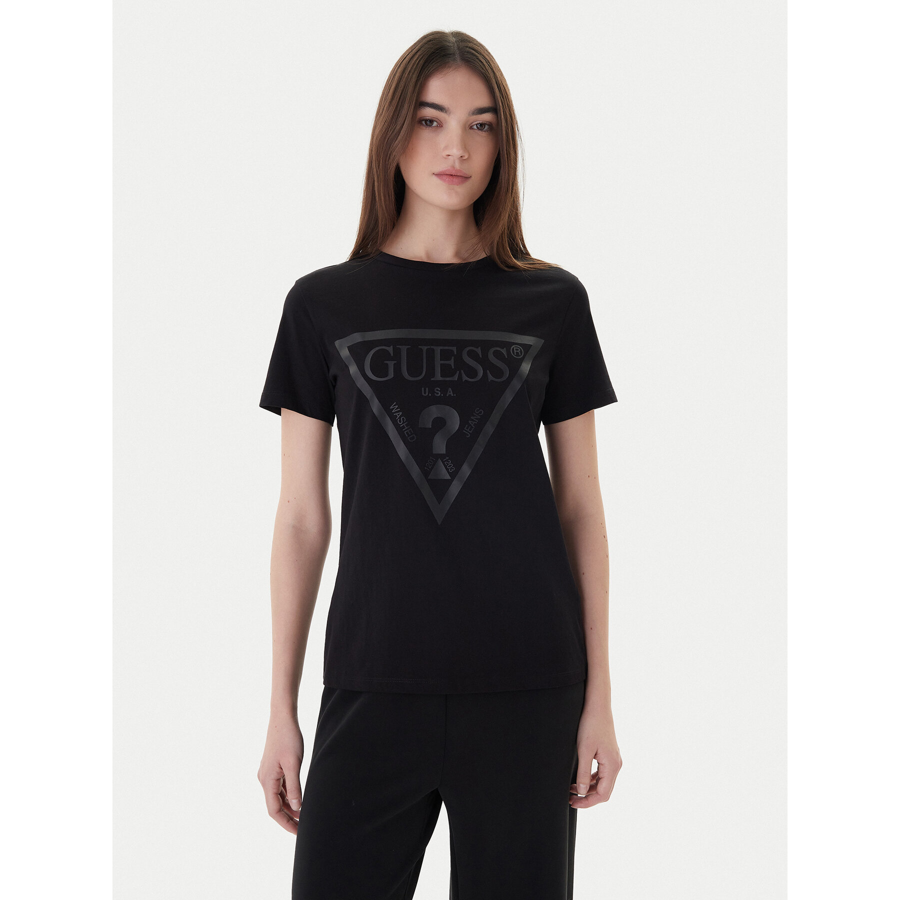 Guess T-Shirt V2YI07 K8HM0 Μαύρο Regular Fit