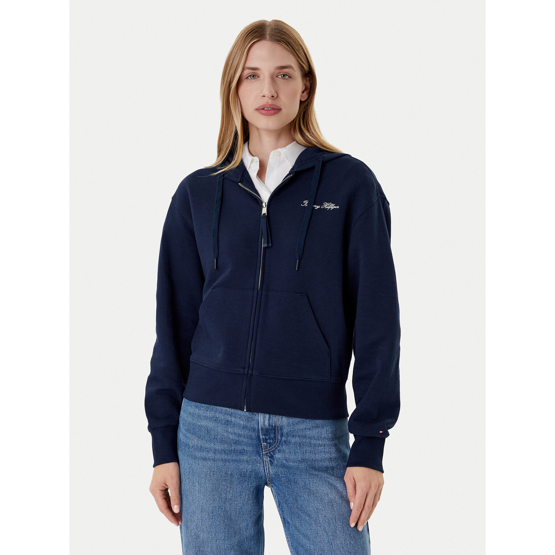 Tommy Hilfiger Sweatshirt Script WW0WW45742 Dunkelblau Regular Fit