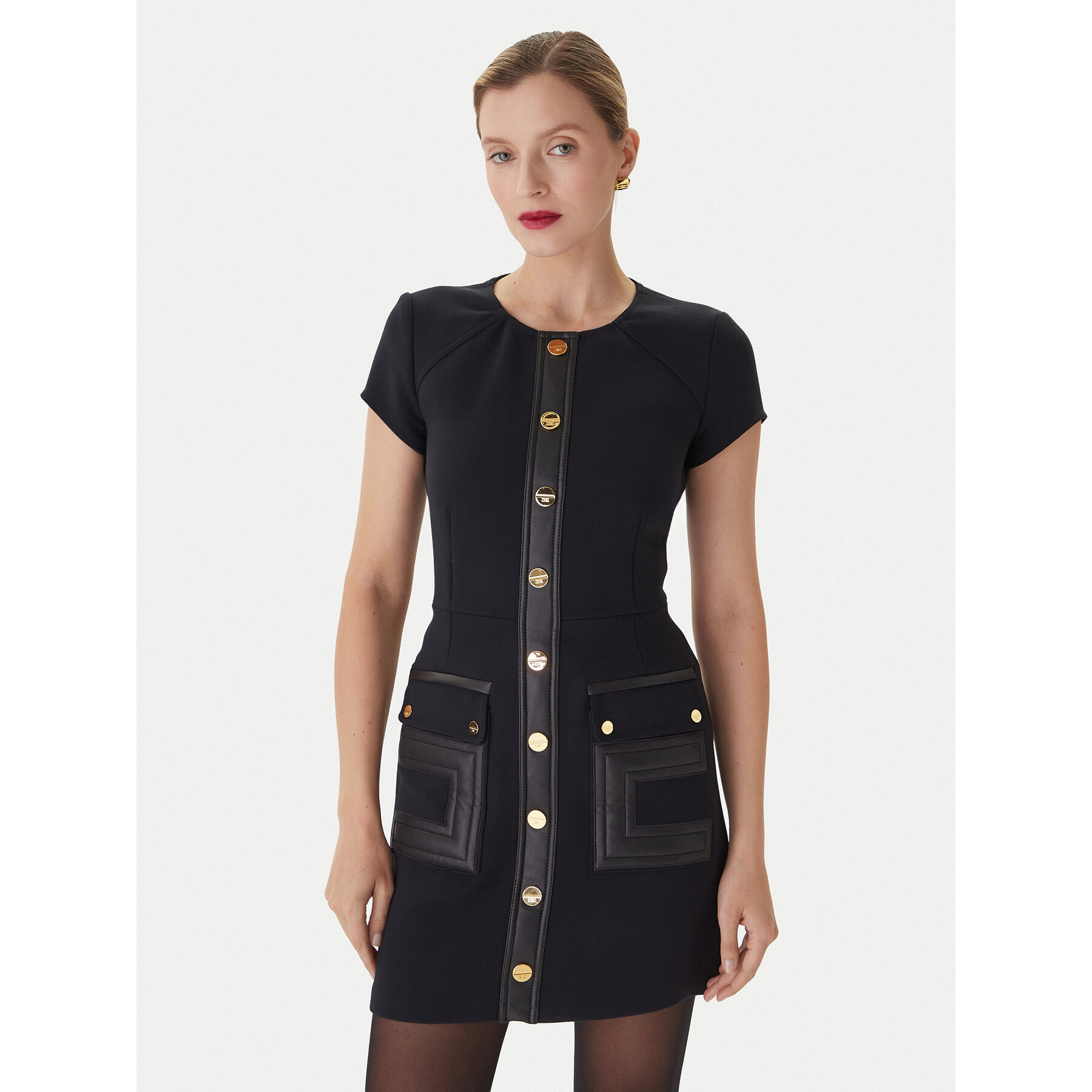 Elisabetta Franchi Coctailkleid AB-819-57E2-V690 Schwarz Regular Fit