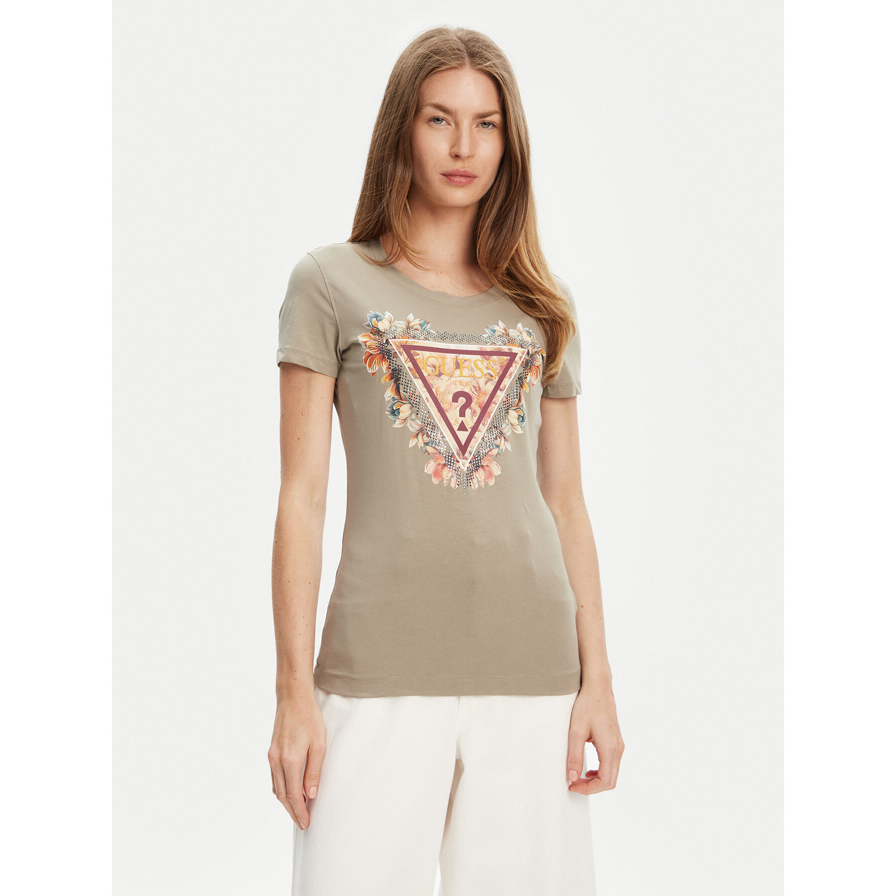 Guess Póló W5YI08 J1314 Zöld Regular Fit