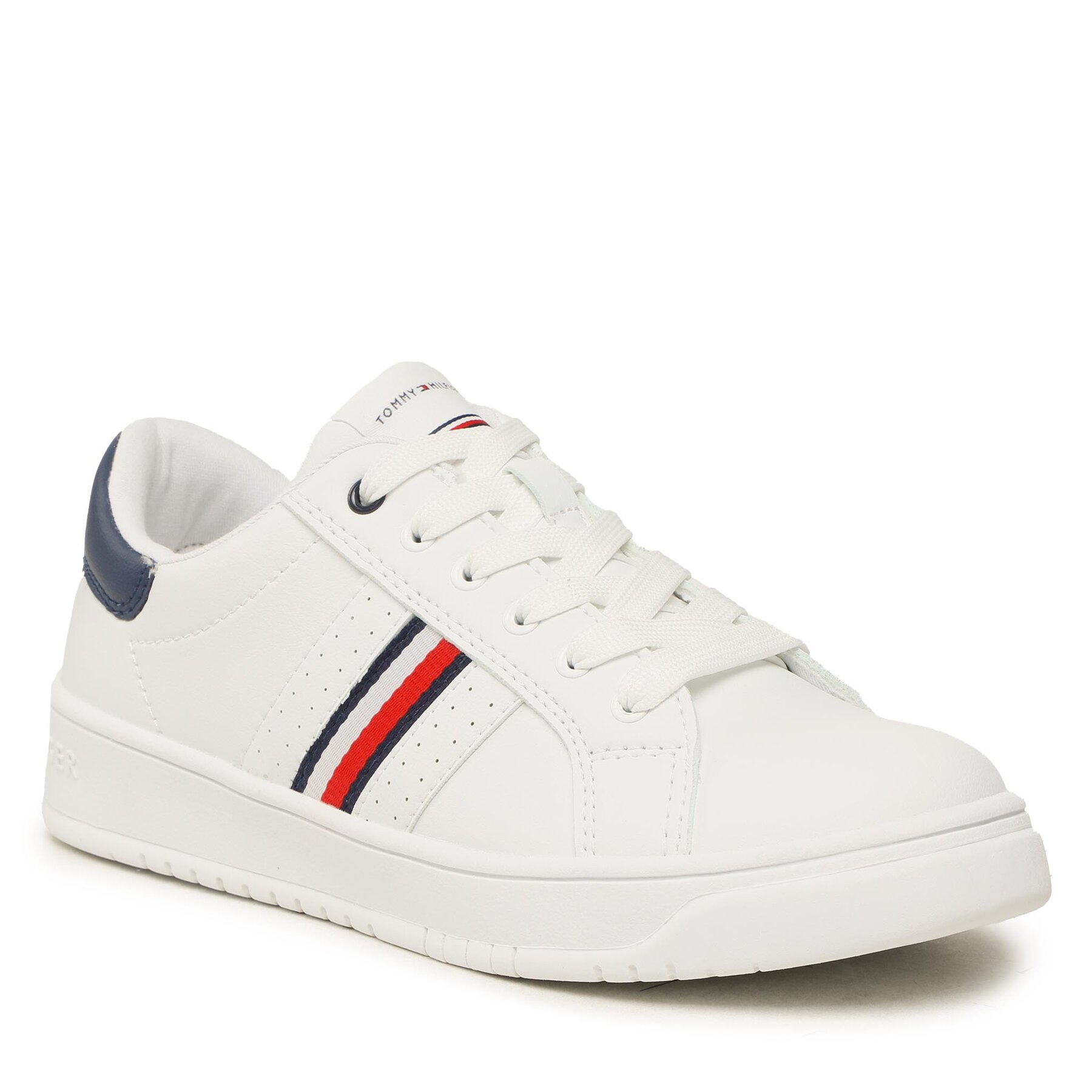 Sneakers Tommy Hilfiger Stripes Low Cut Lace-Up Sneaker T3X9-32849-1355 S White/Blue X336 cut imagine super redus 2022