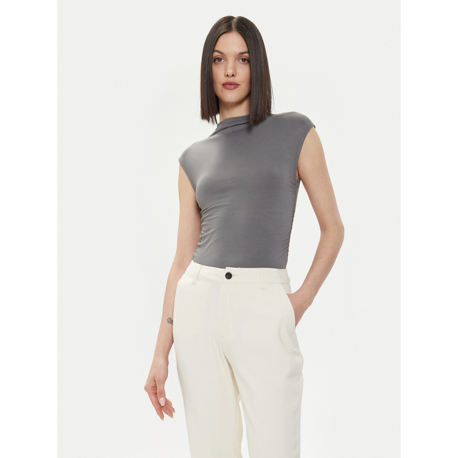 Gina Tricot Gina Tricot Τοπ 20883 Γκρι Slim Fit