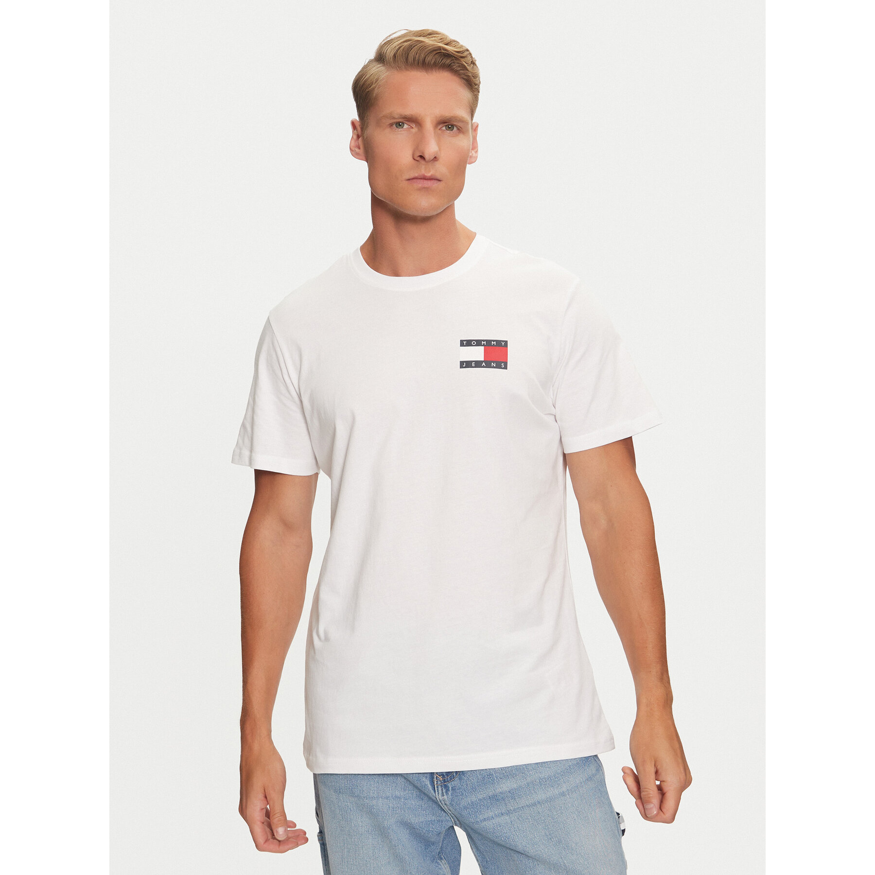 Tommy Jeans T-shirt Essential Flag DM0DM20740 Bijela Slim Fit
