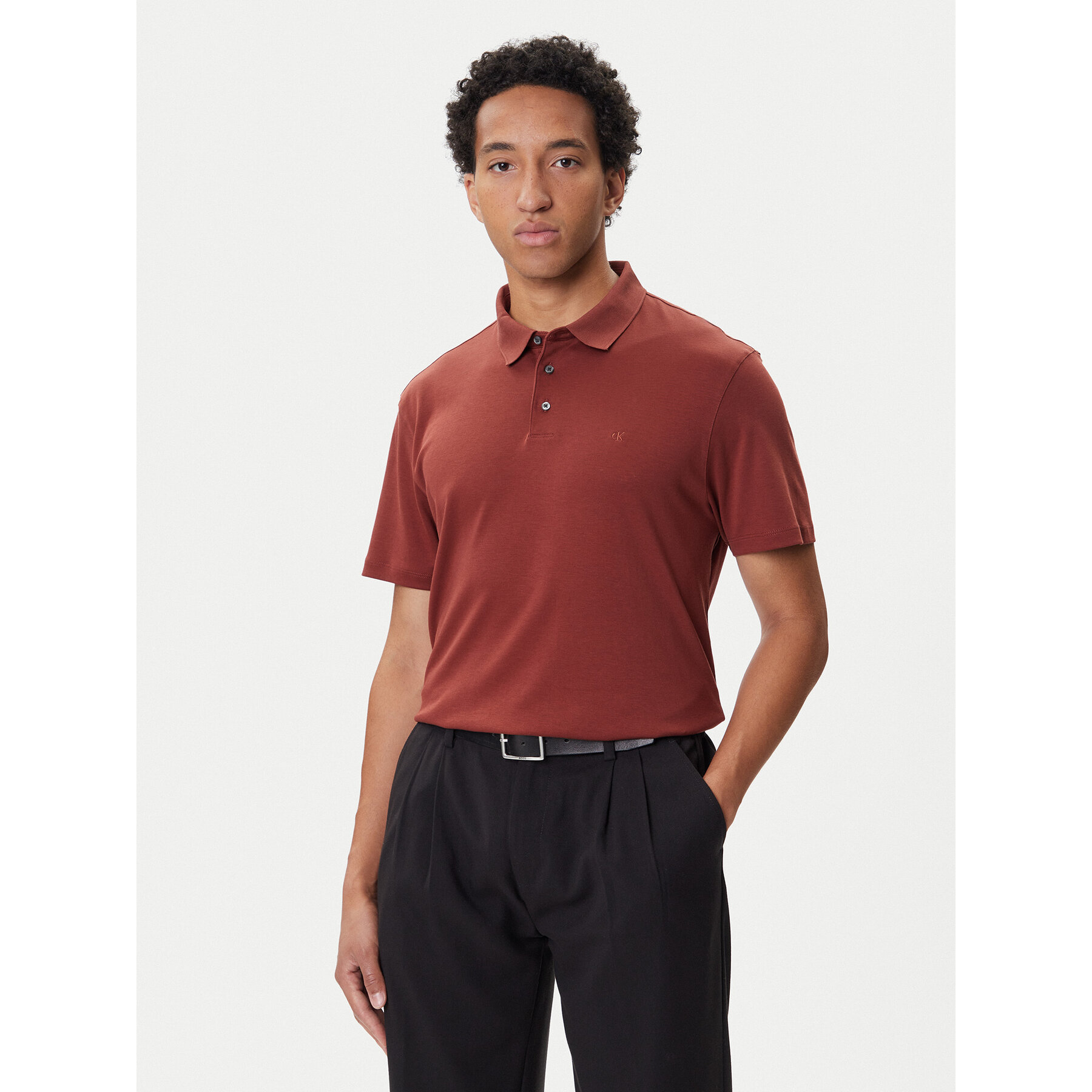 Calvin Klein Pólóing Supima LV04LB276G Barna Regular Fit