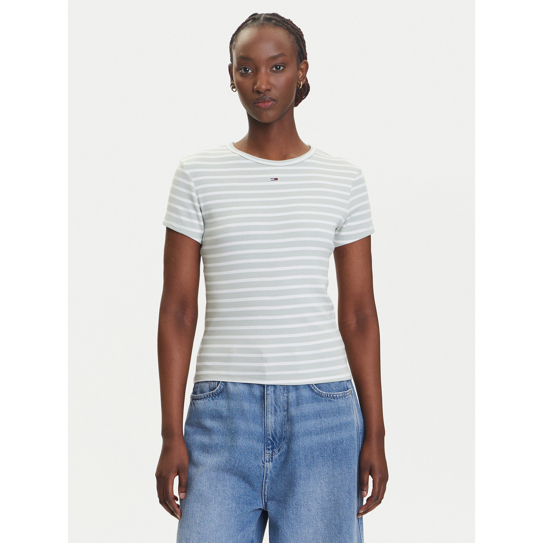 Tommy Jeans T-Shirt Essential DW0DW17383 Grün Slim Fit