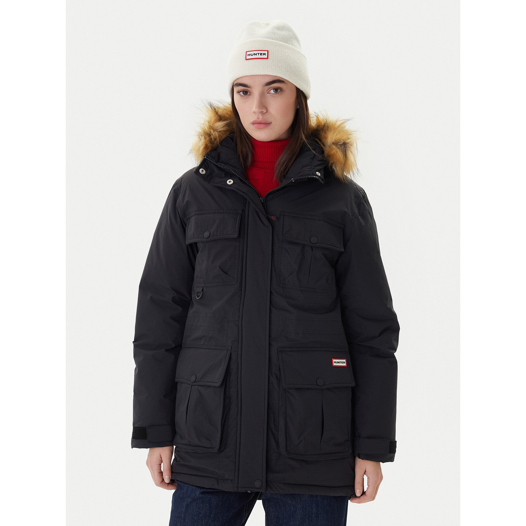 Hunter Parka Glyder HARW0014252 Schwarz Regular Fit