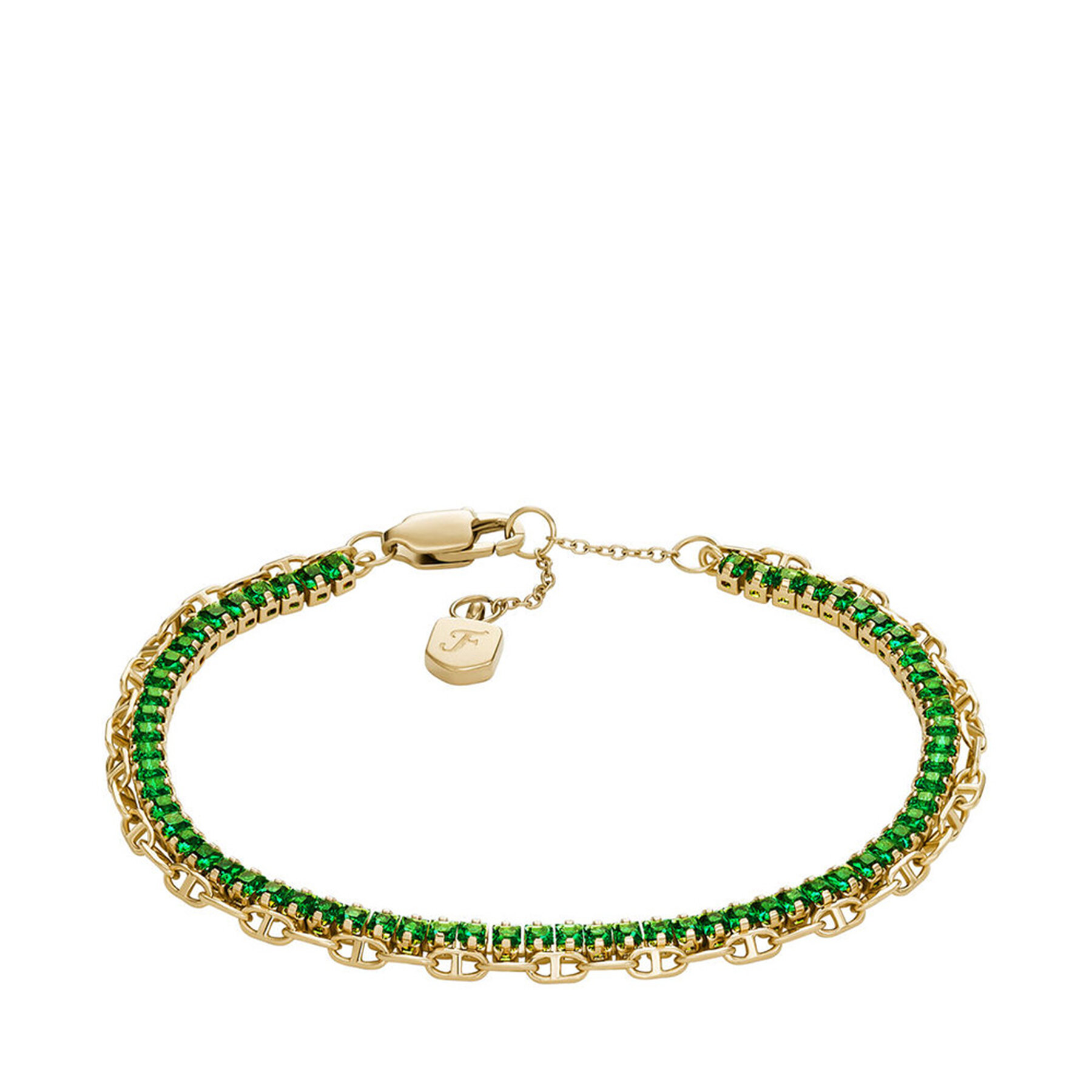 Damska Bransoletka Fossil Złoty Heritage D-Link Glitz JA7272710