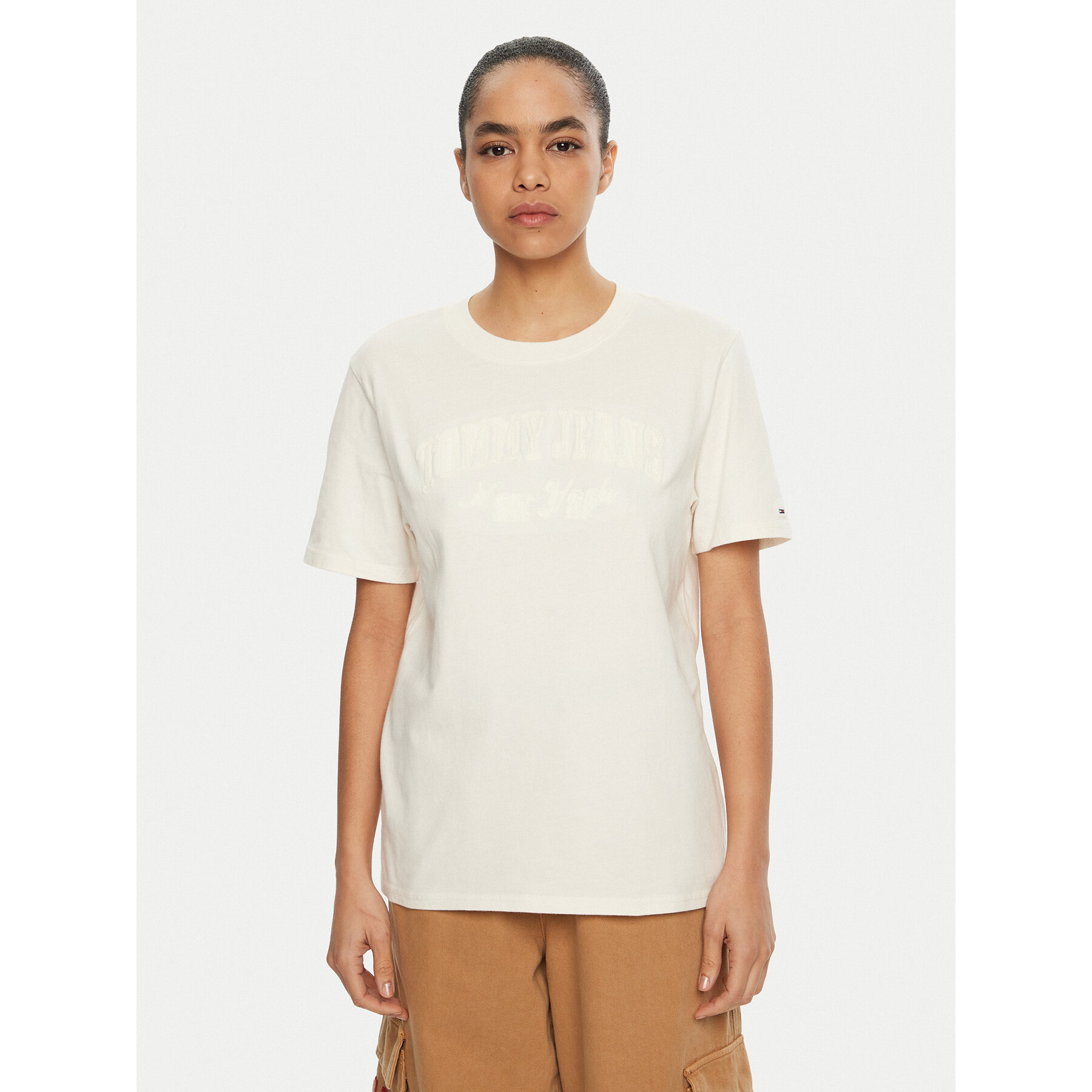 Tommy Jeans T-Shirt Varsity DW0DW19444 Bianco Relaxed Fit