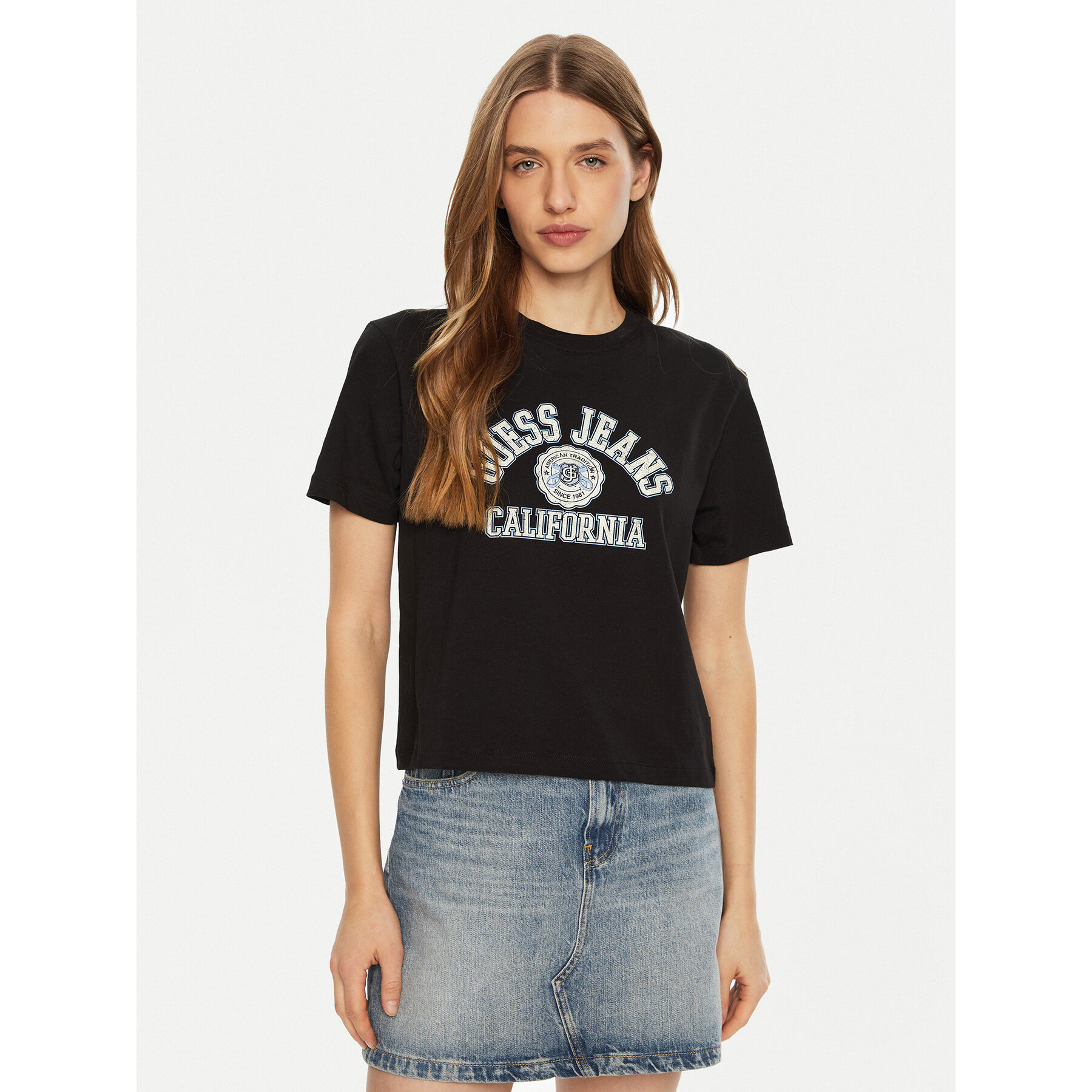 Guess Jeans Póló W5RI43 K8HM0 Fekete Regular Fit