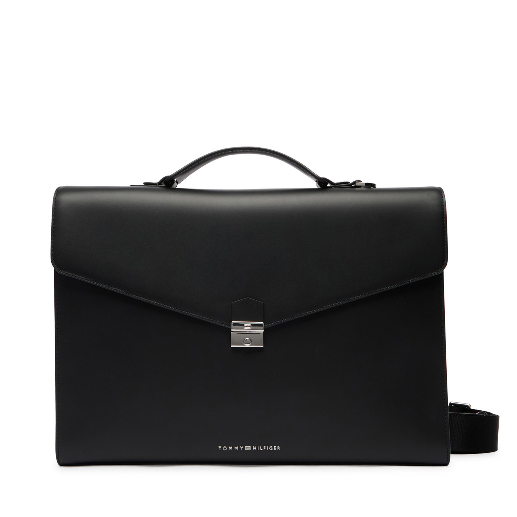 Servietă Tommy Hilfiger Th Business Leather Computer Bag AM0AM14163 Negru
