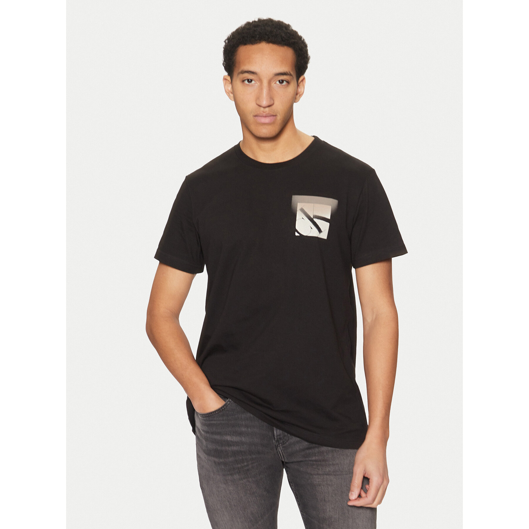 Calvin Klein Jeans Póló Soft Box Monogram J30J327092 Fekete Regular Fit