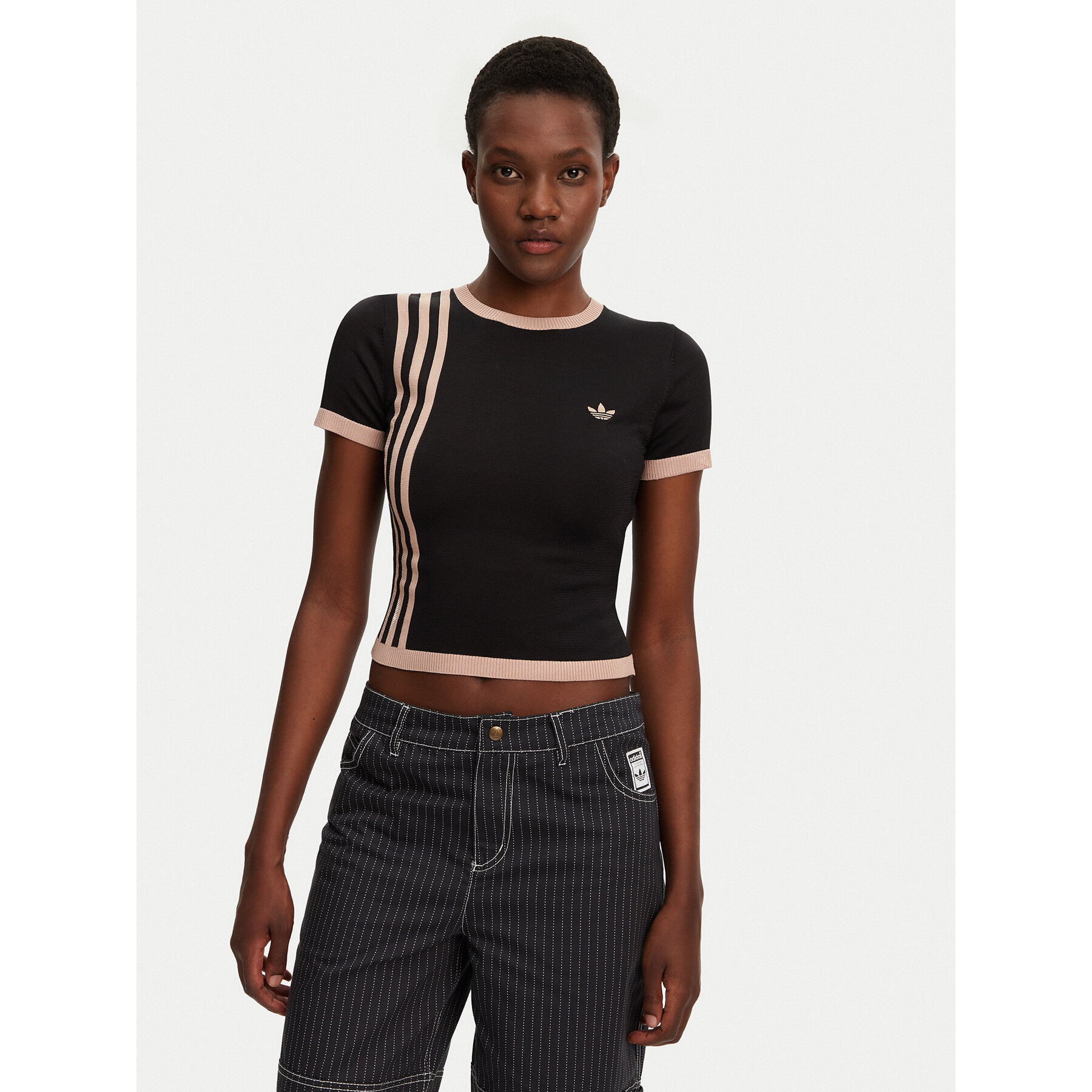 adidas Póló Knitted 3-Stripes JJ0960 Fekete Slim Fit