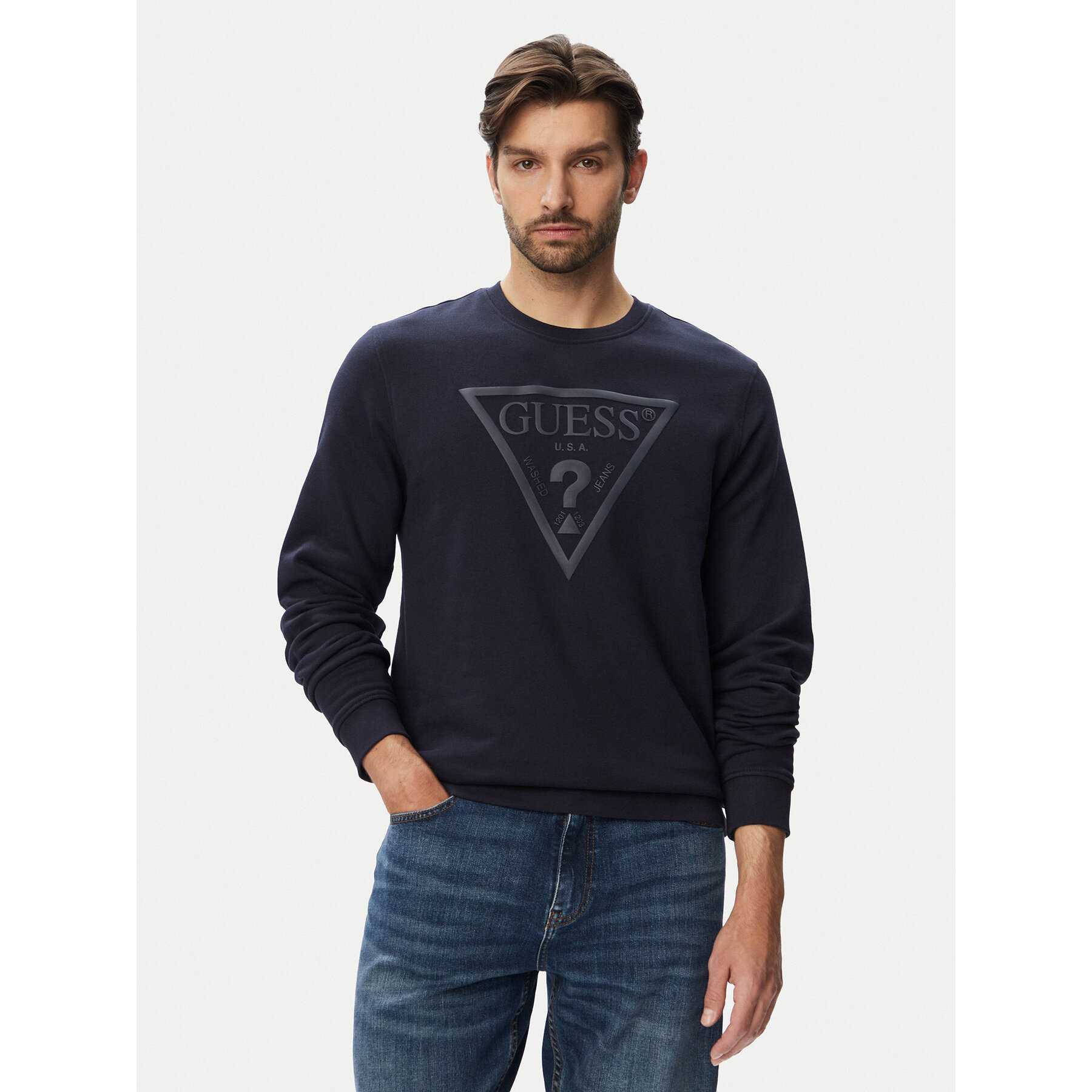 Guess Sweatshirt M6YQ37 K4103 Dunkelblau Slim Fit