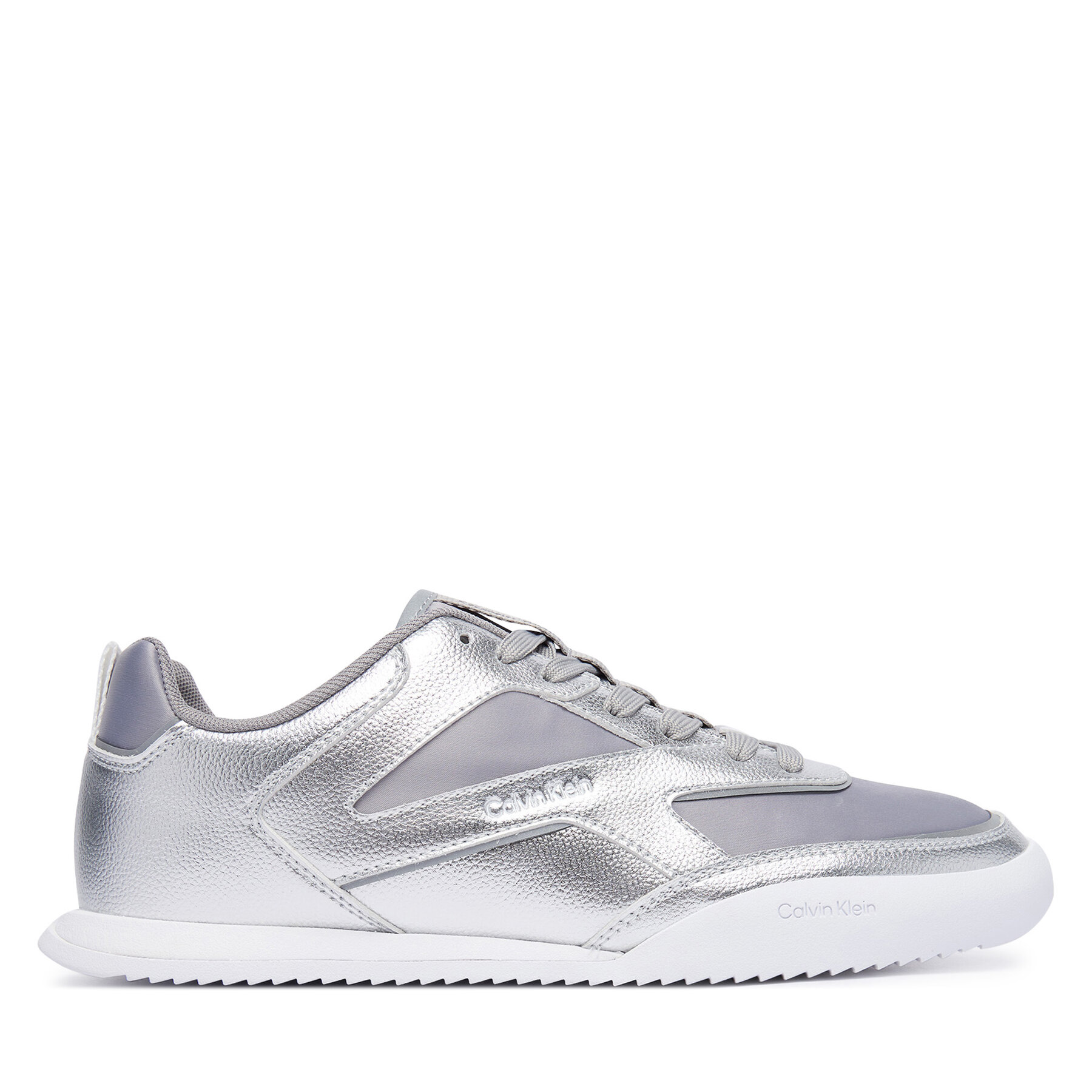 Superge Calvin Klein Low Pro Run Lace Stripe Met Lth HW0HW03272 Srebrna